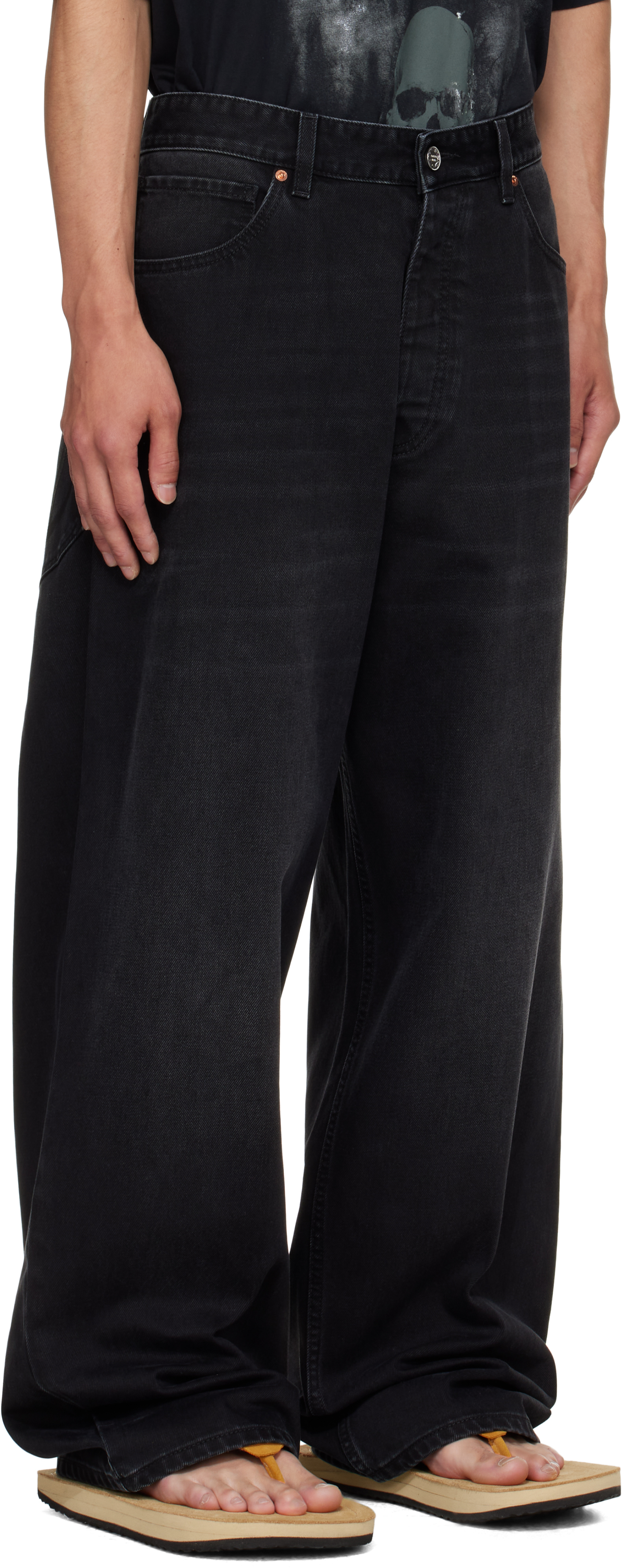 Vetements Black Painted Anarchy Reworked Jeans In Black