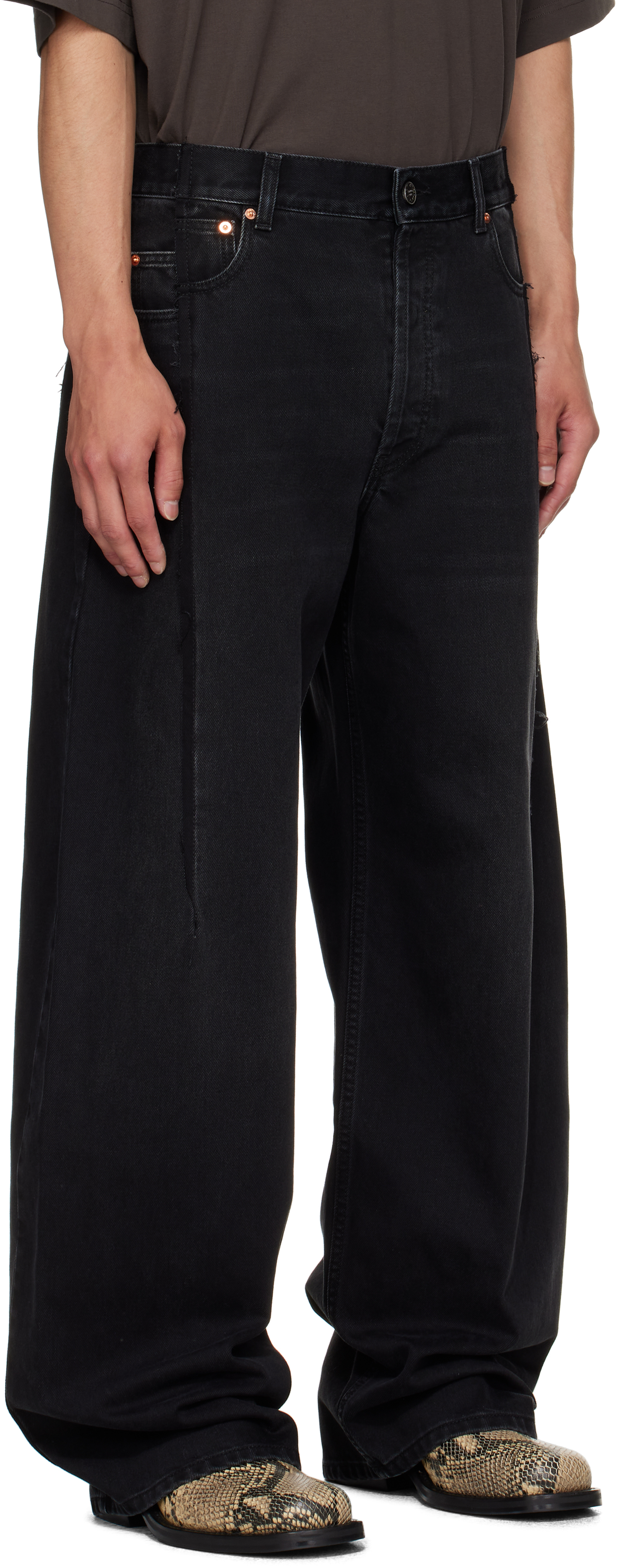 Vetements Black Painted Anarchy Reworked Jeans In Black