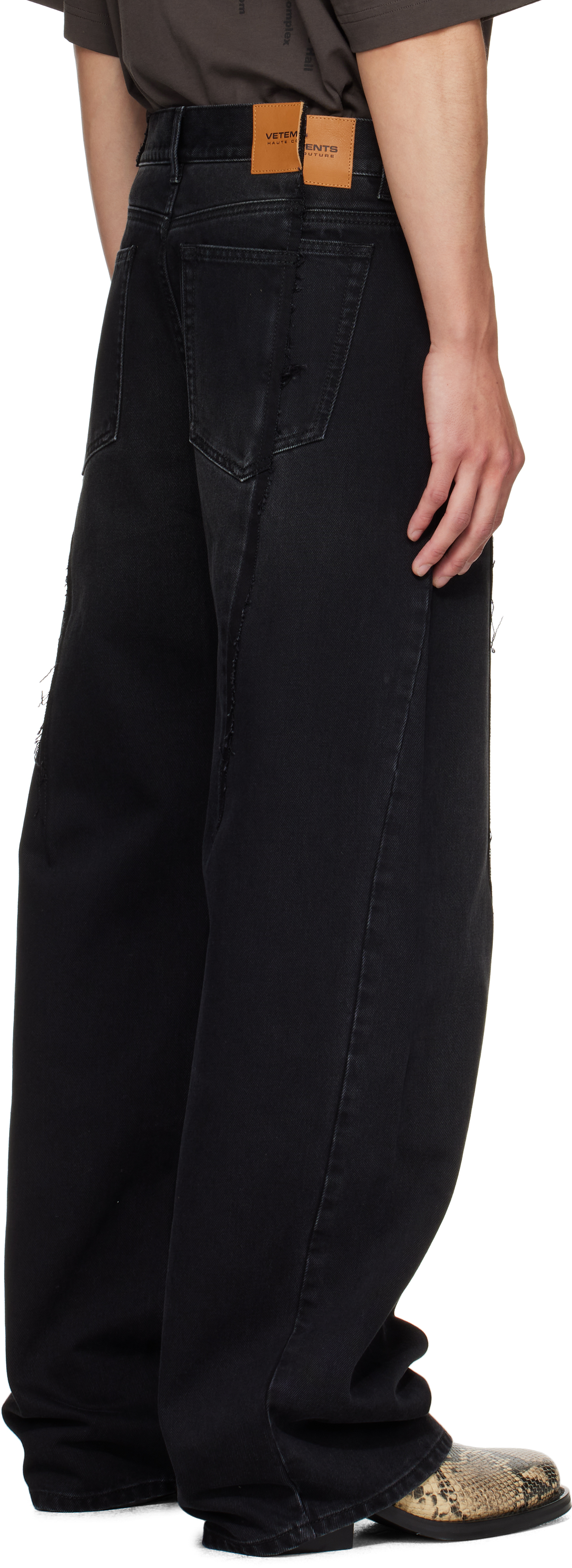 Vetements Black Painted Anarchy Reworked Jeans In Black