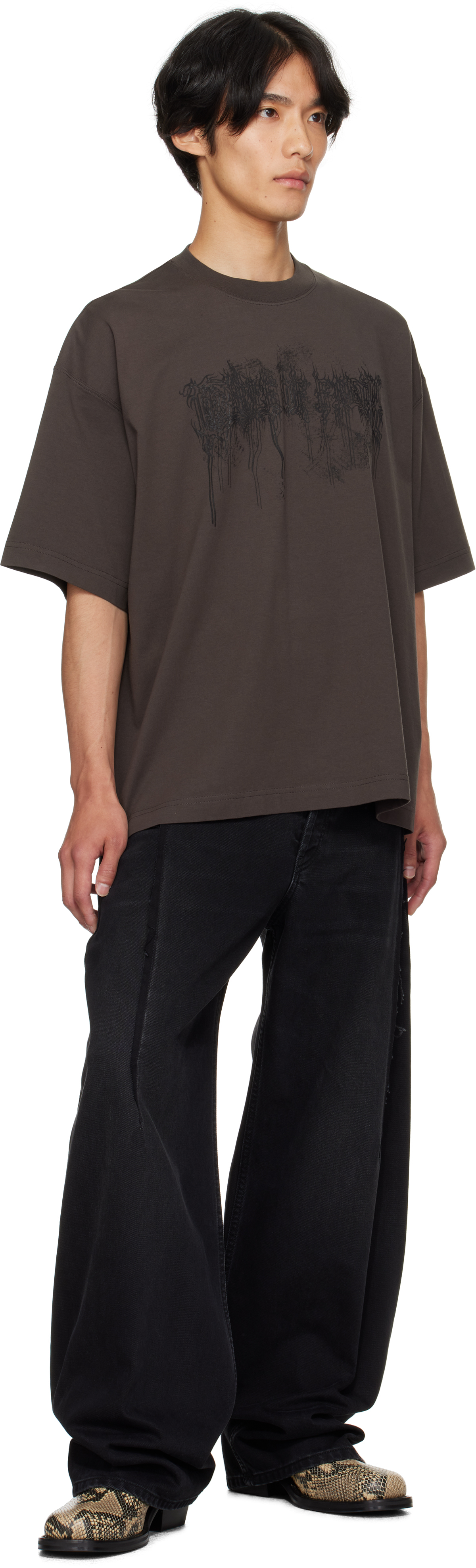 Vetements Black Painted Anarchy Reworked Jeans In Black