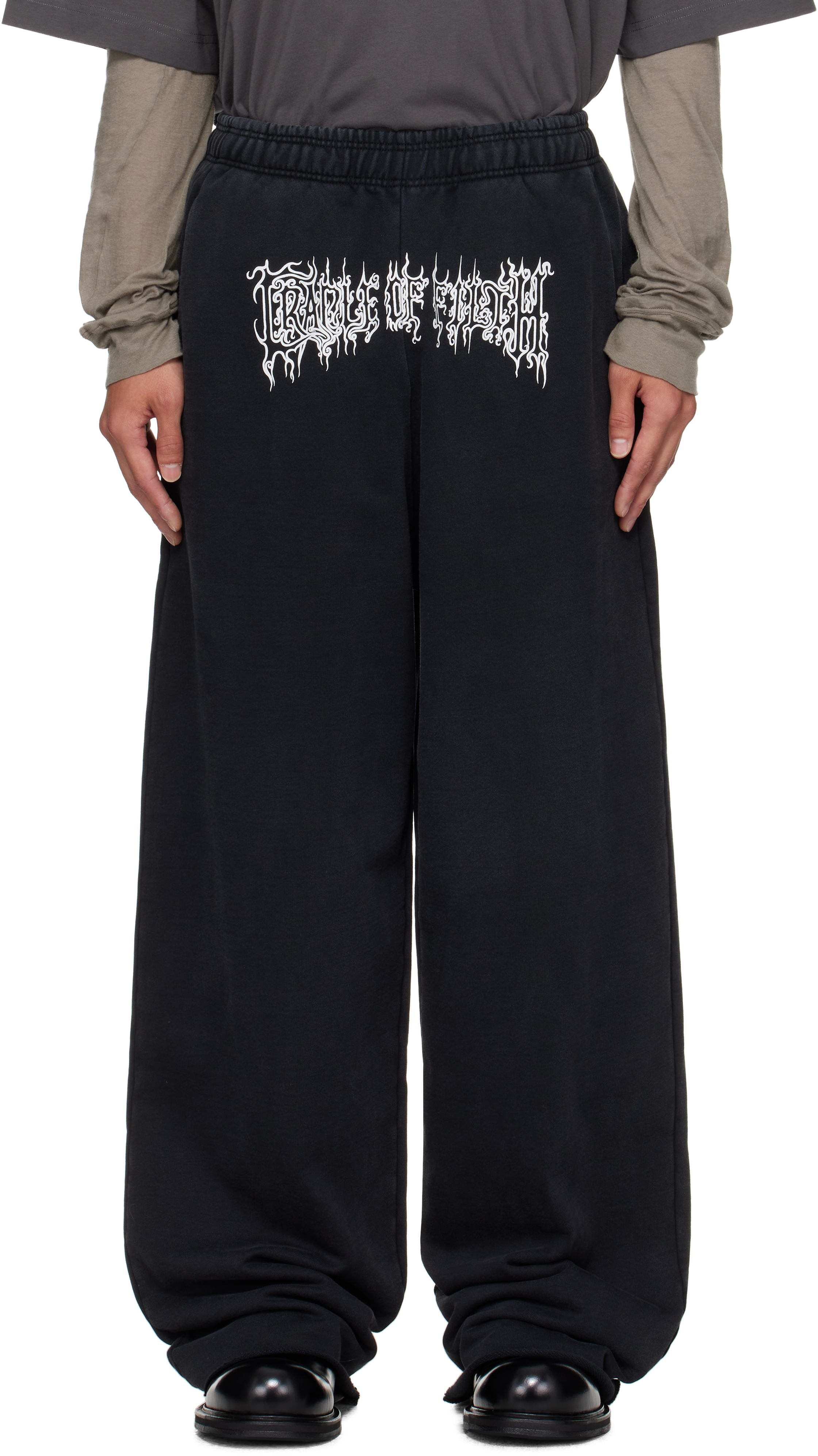Vetements Black Cradle Of Filth Logo Baggy Sweatpants In Black