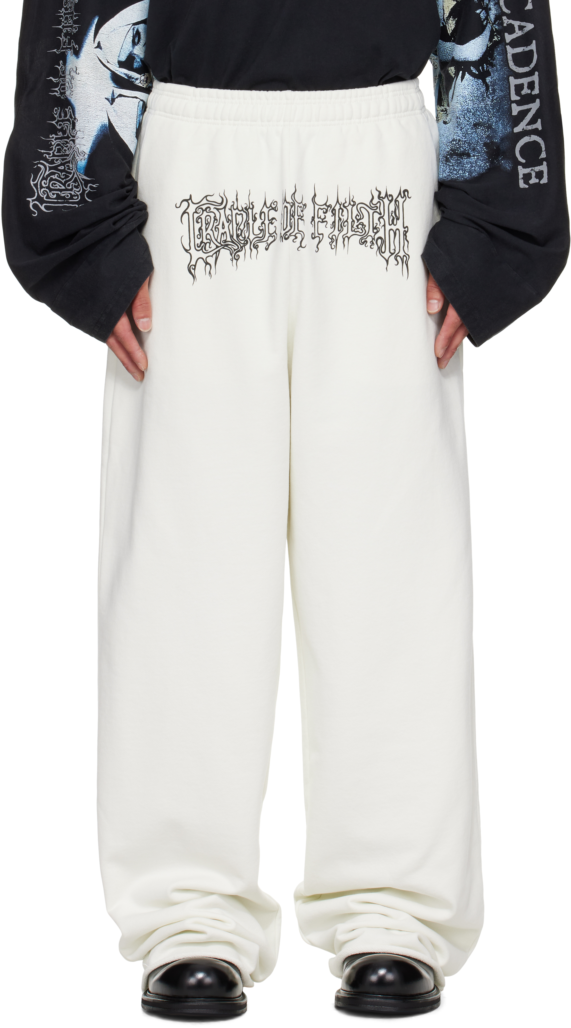 Vetements Off-white Cradle Of Filth Logo Sweatpants In White