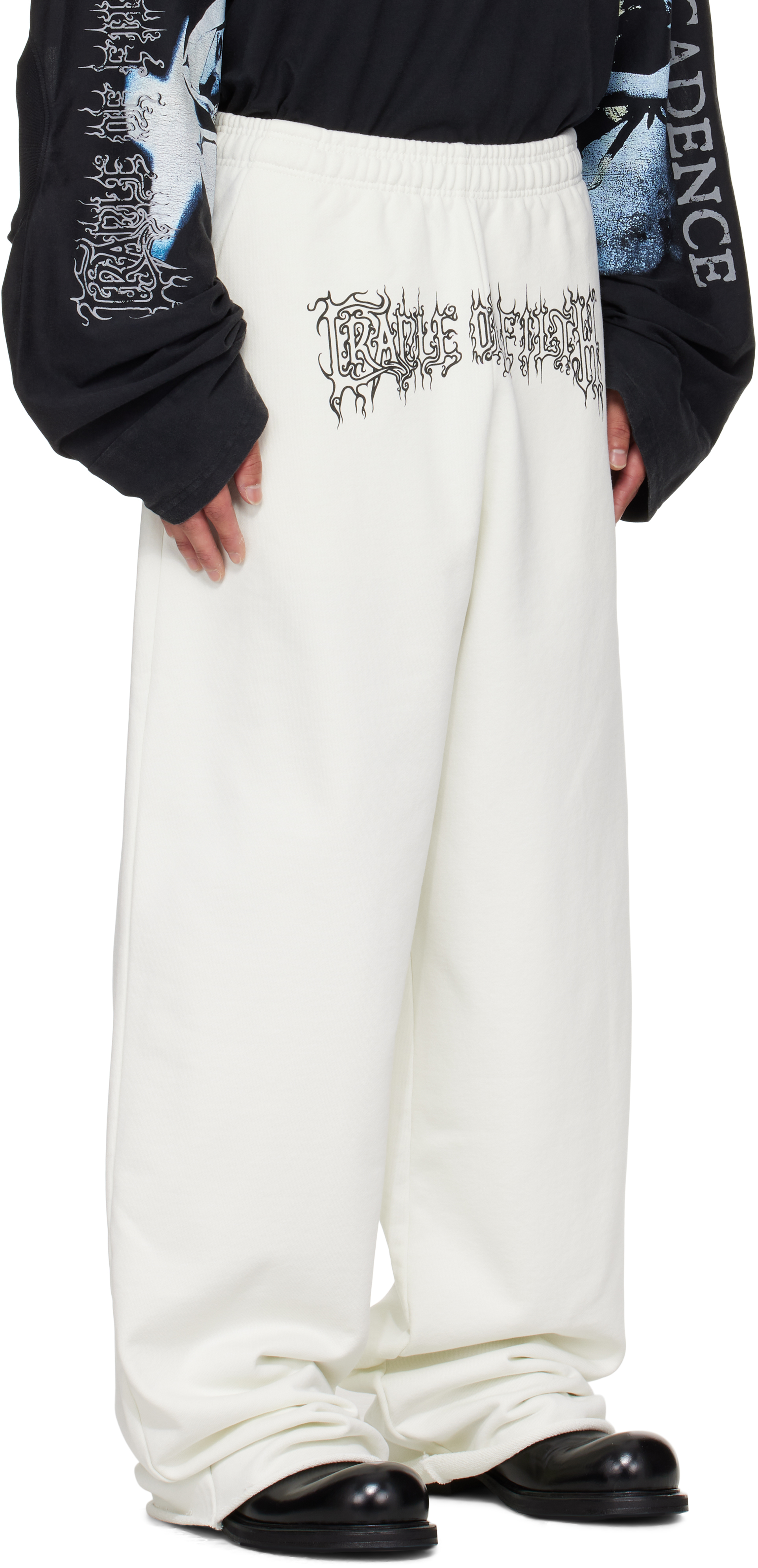 Vetements Off-white Cradle Of Filth Logo Sweatpants In White