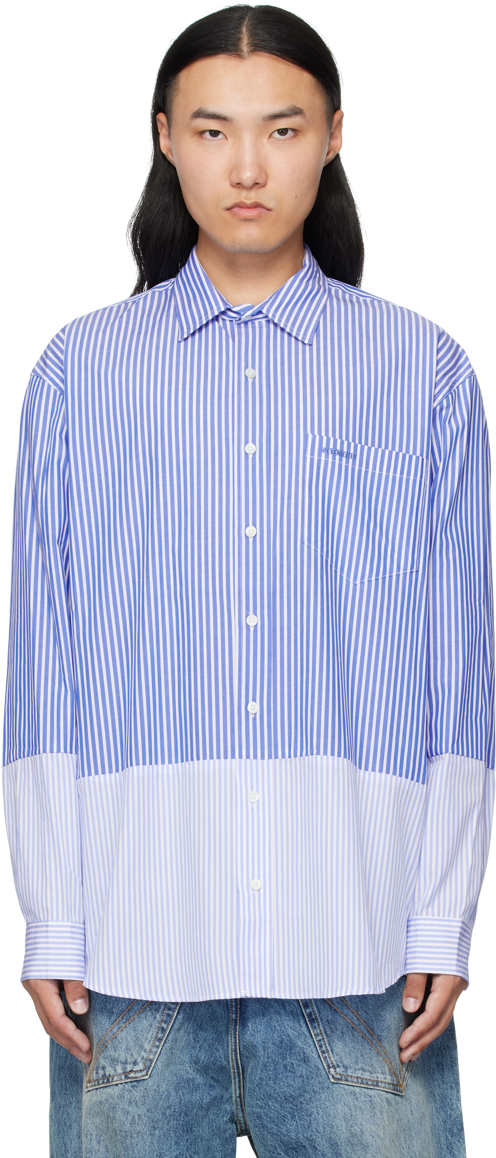 Vetements Splitted Shirt In Blue