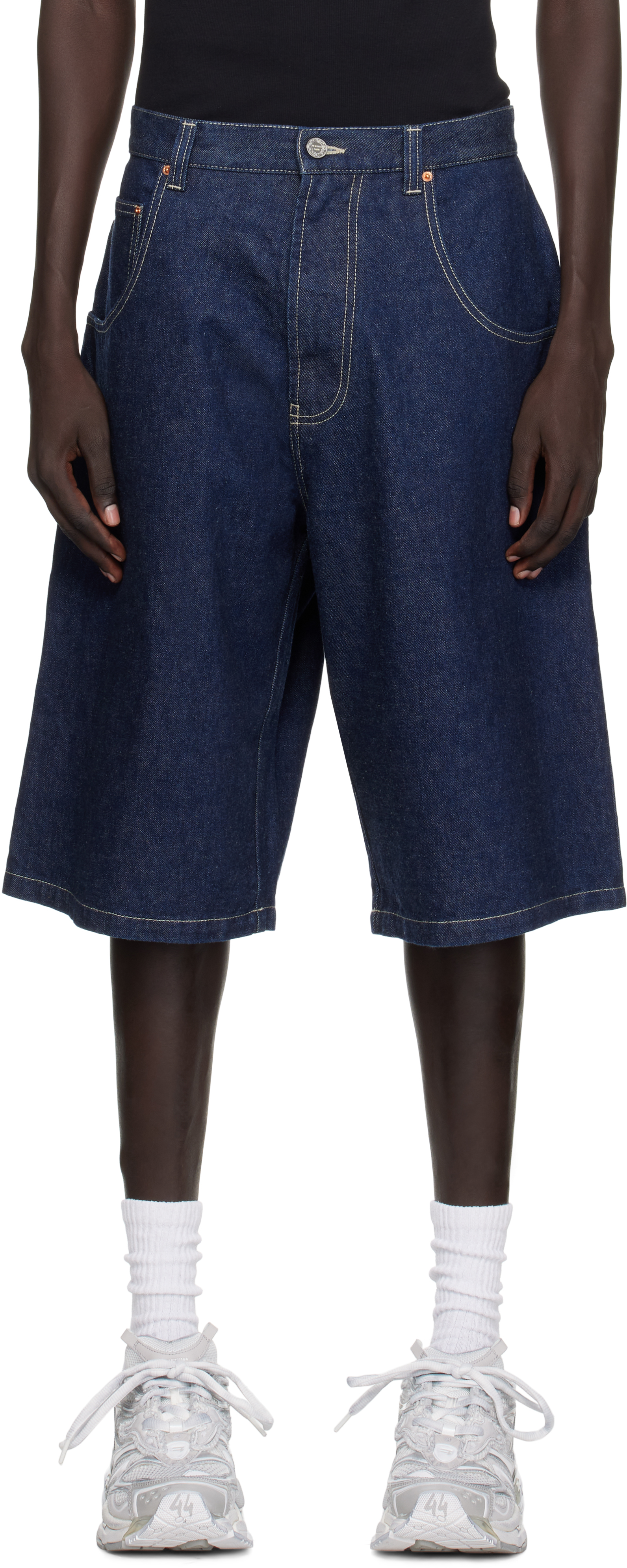 VETEMENTS Navy Hip-Hop Denim Shorts | Smart Closet