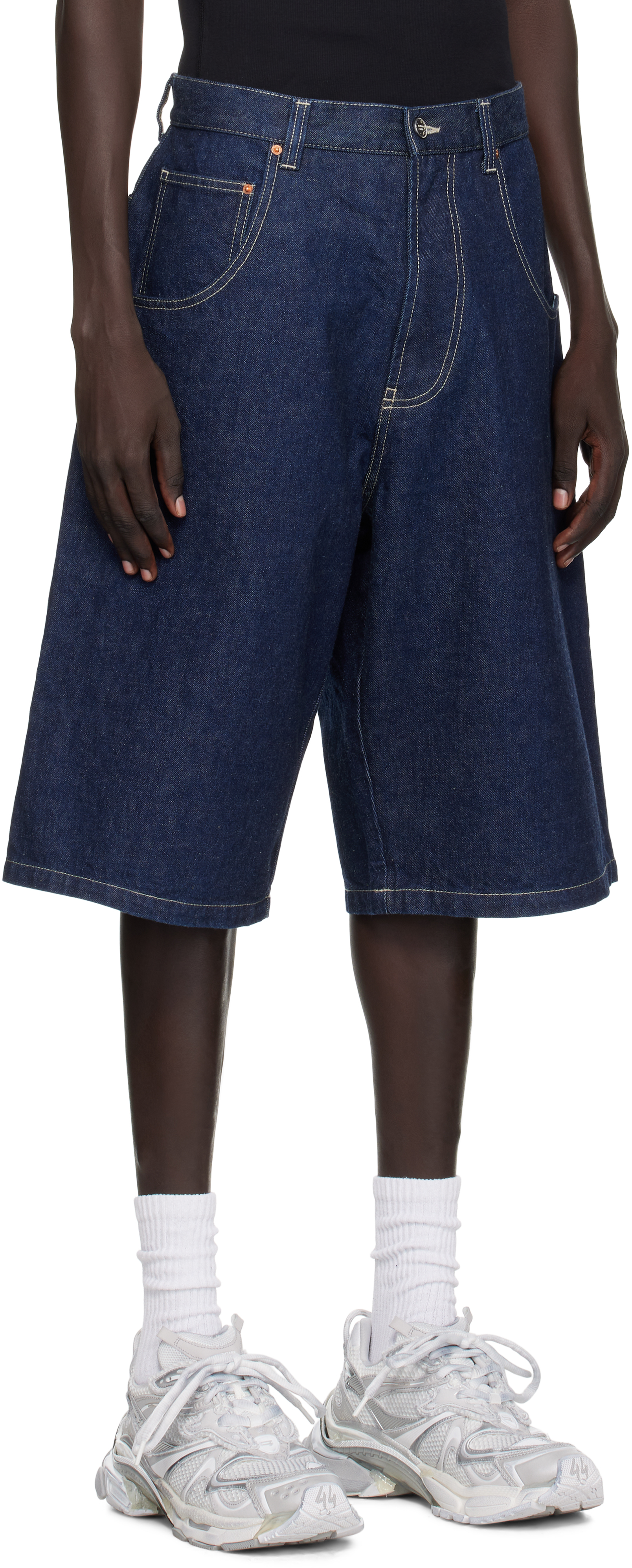 VETEMENTS Navy Hip-Hop Denim Shorts | Smart Closet