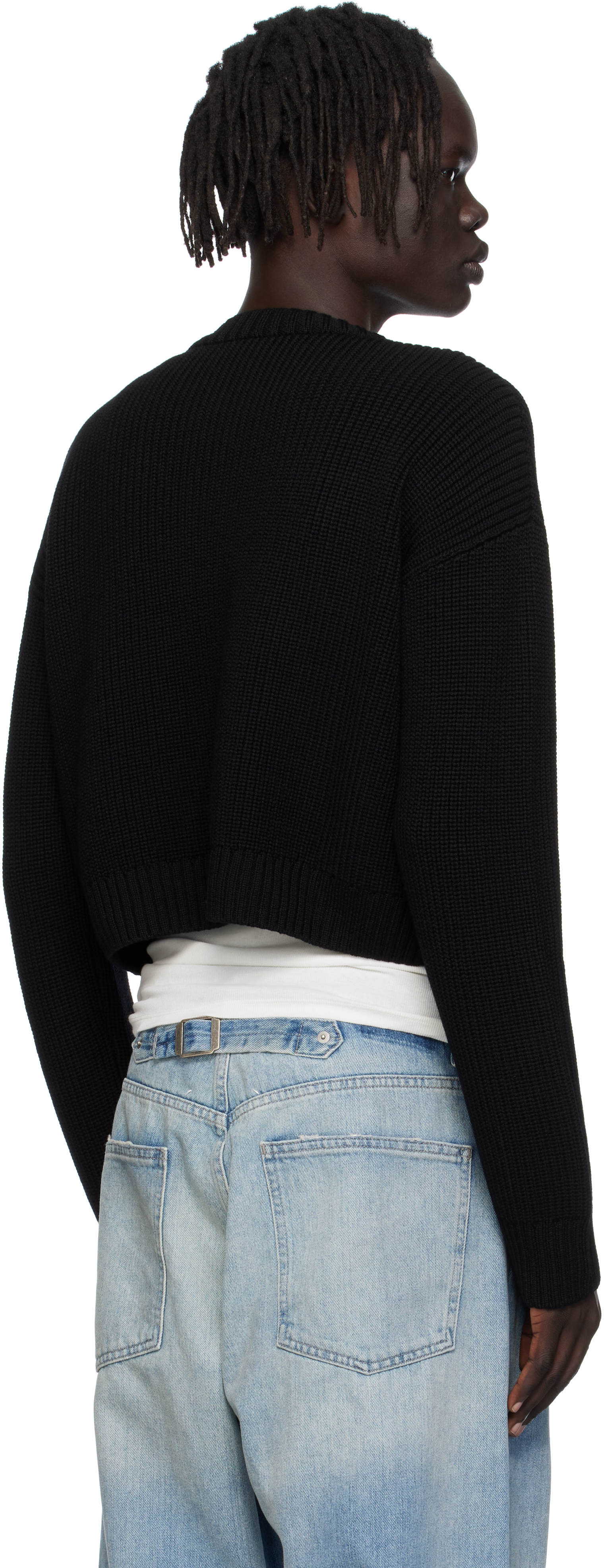 Vetements Black Fancy Button Mini Cardigan In Black