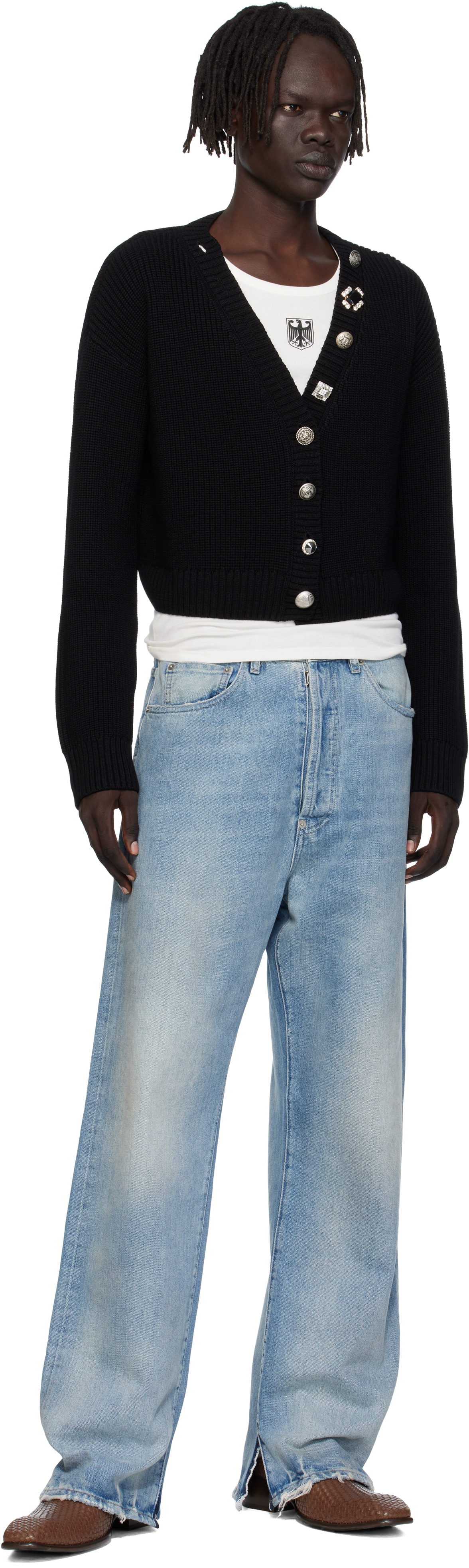 Vetements Black Fancy Button Mini Cardigan In Black