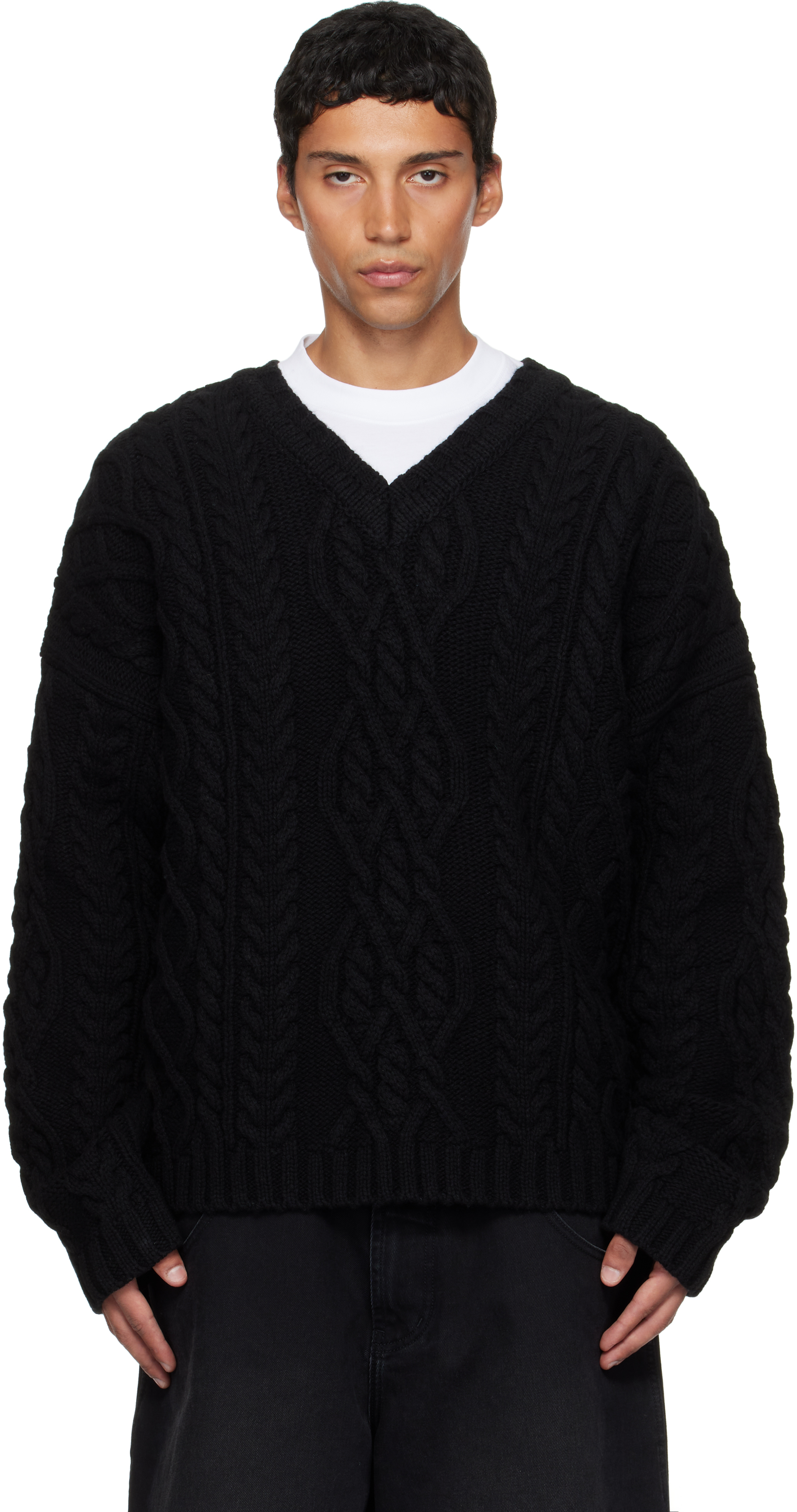 Vetements Black Cable-knit Sweater In Black