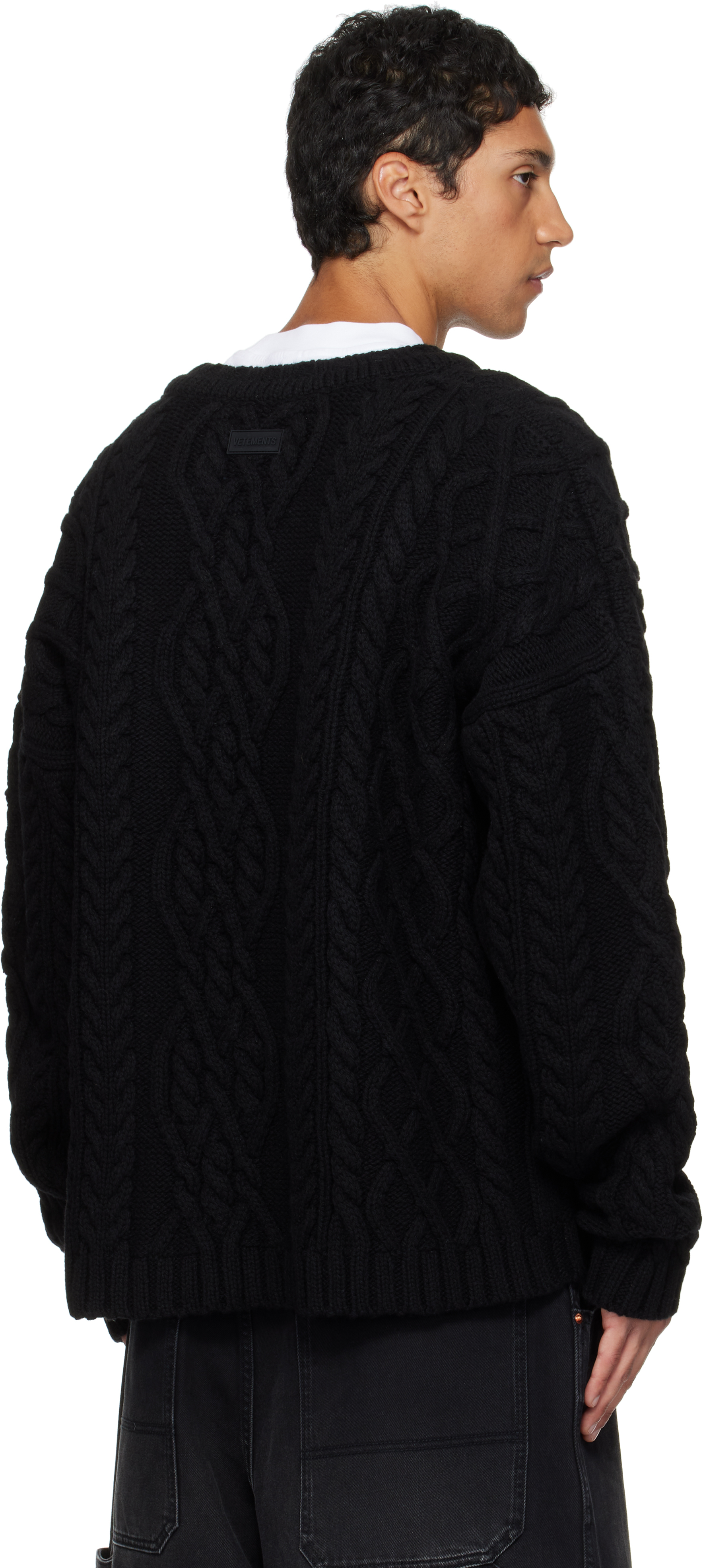 Vetements Black Cable-knit Sweater In Black