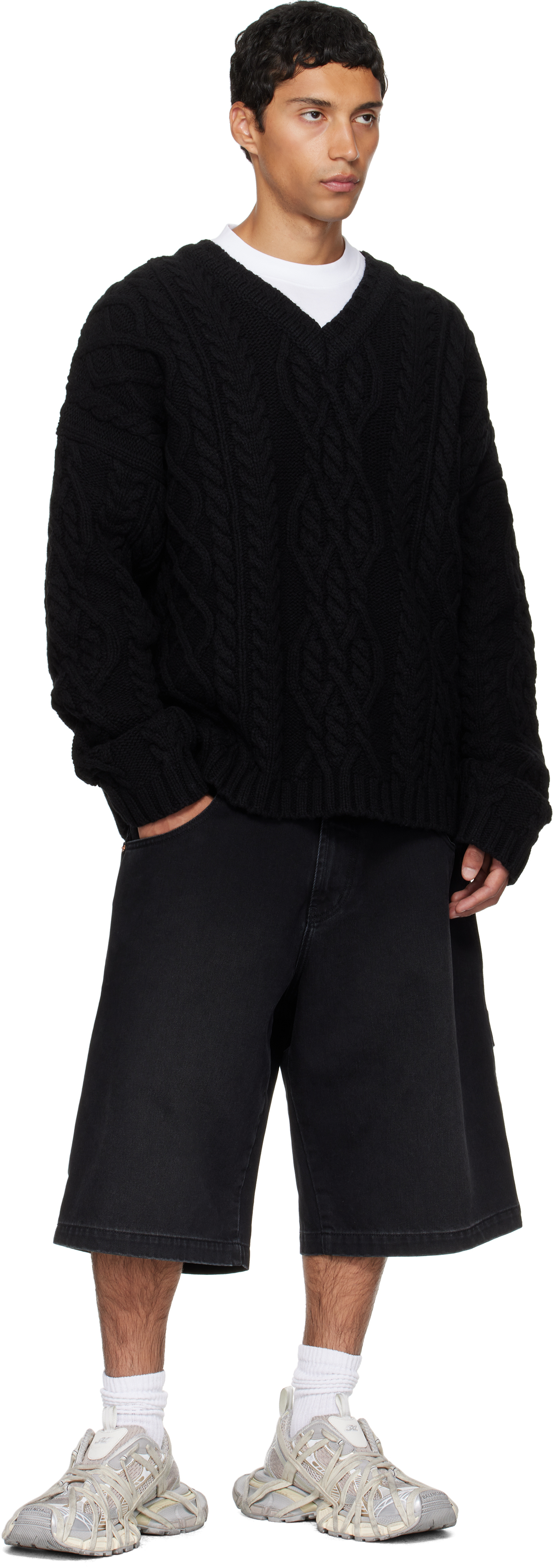 Vetements Black Cable-knit Sweater In Black