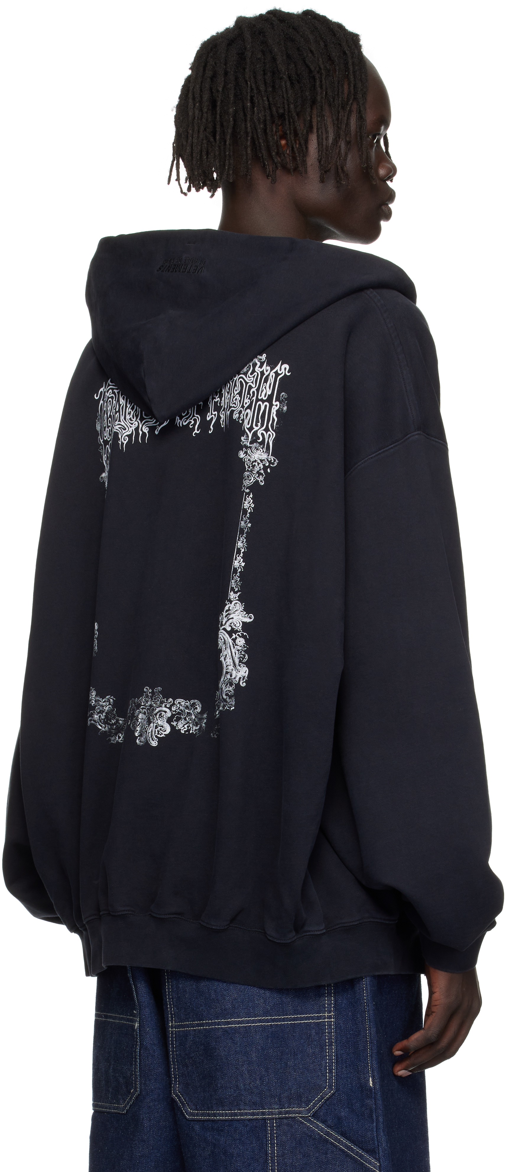 Vetements Black Cradle Of Filth Butterfly Oversized Zip-up Hoodie In Black