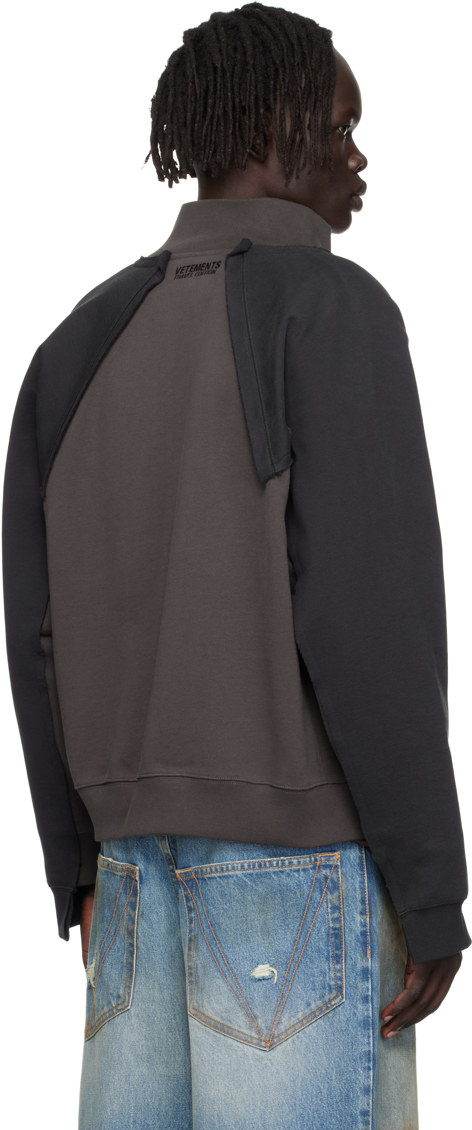 Vetements Black & Brown 'amsterdam' Patched Zip Sweatshirt In Brown