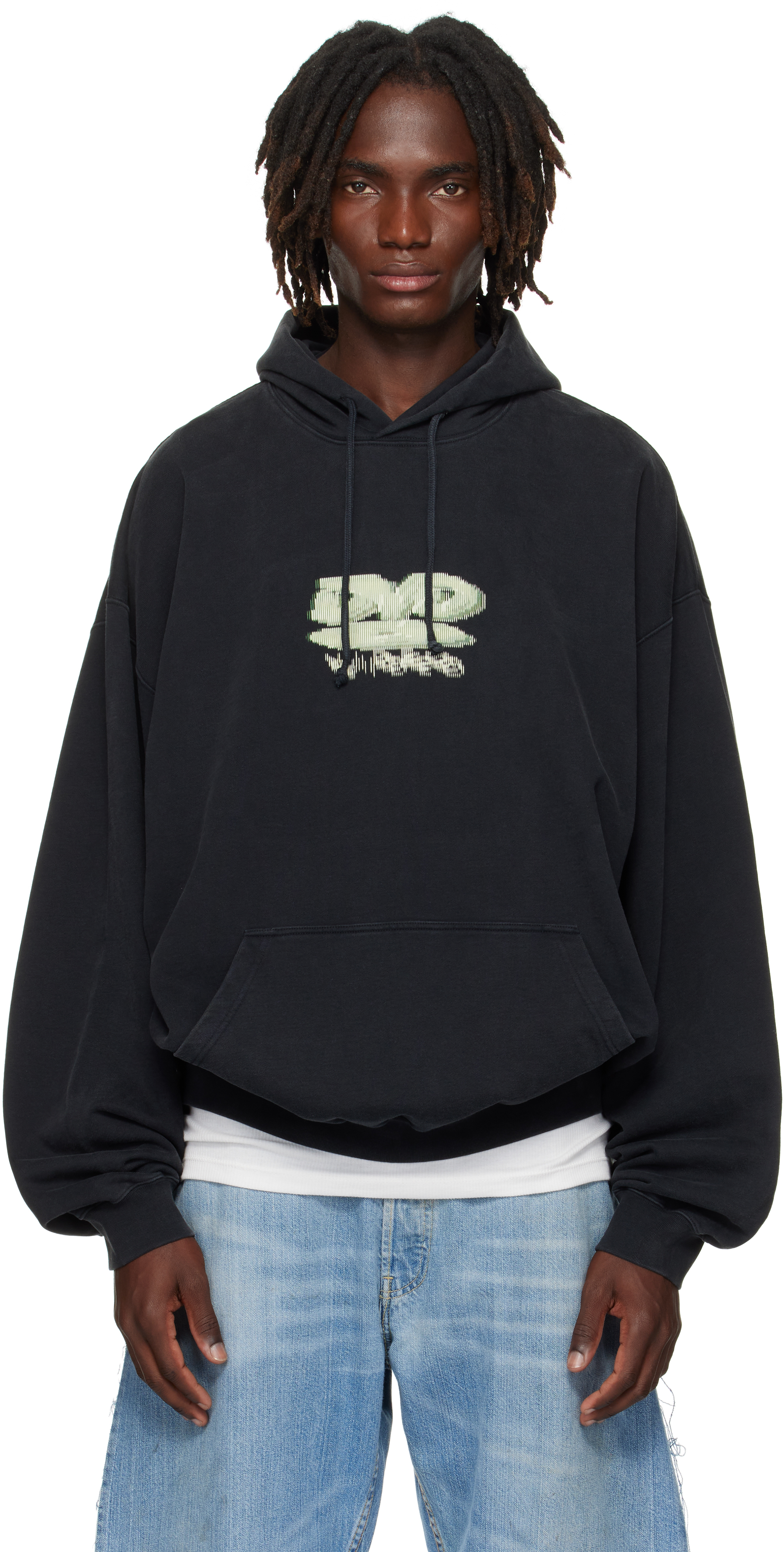 Black 'DVD' Oversized Hoodie