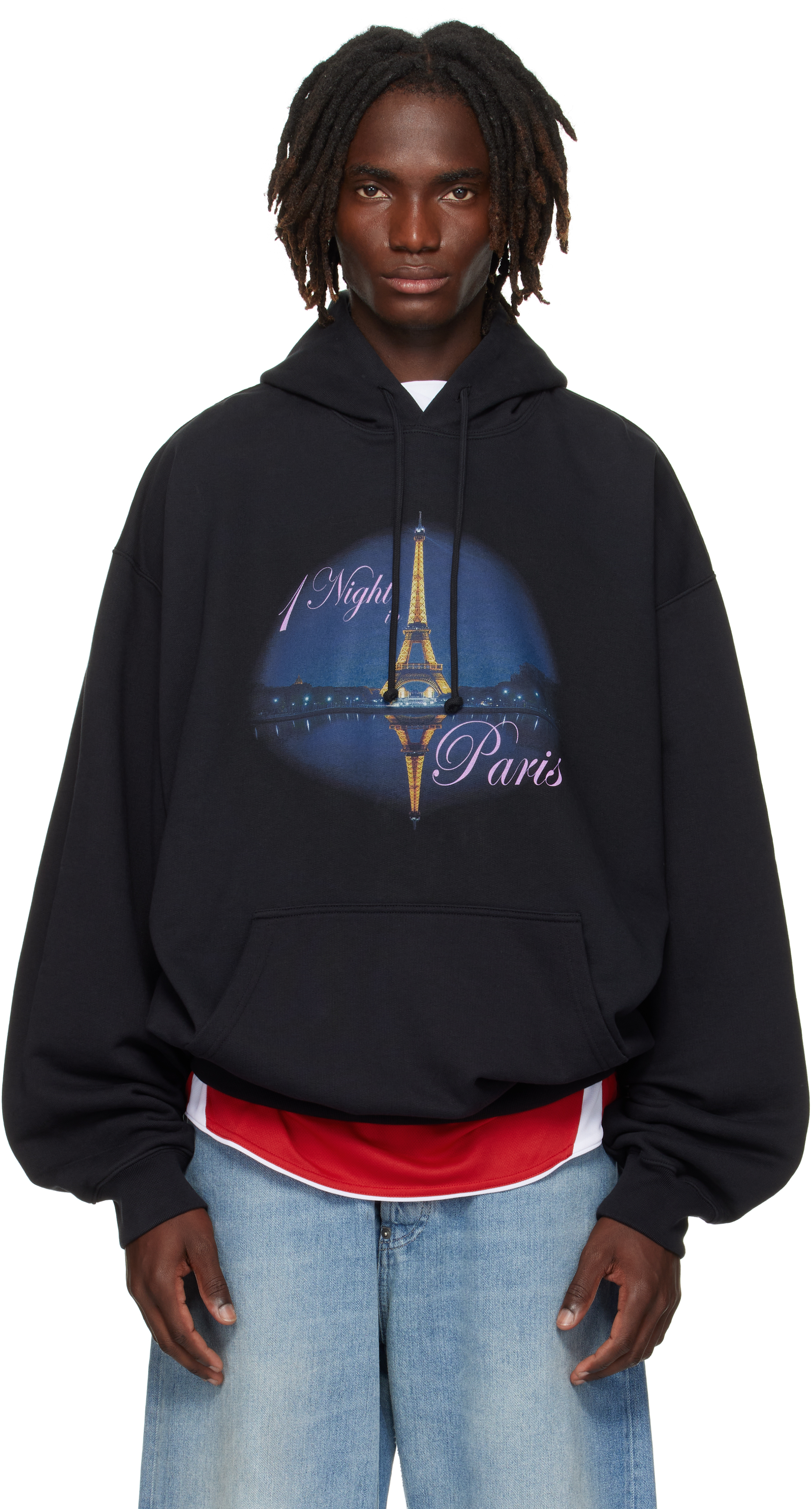 Black 'Night In Paris' Oversized Hoodie