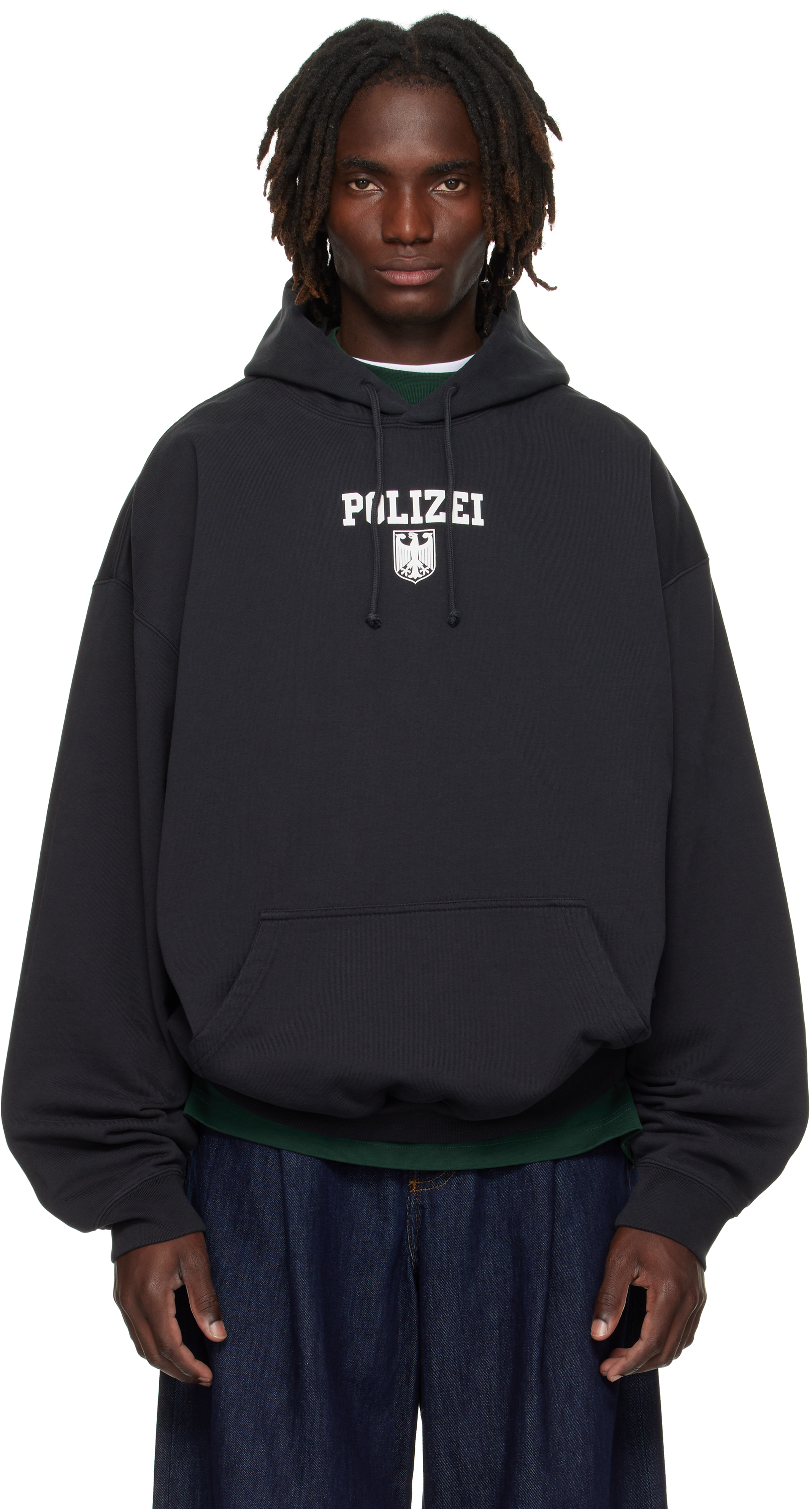 Black 'Polizei' Oversized Hoodie