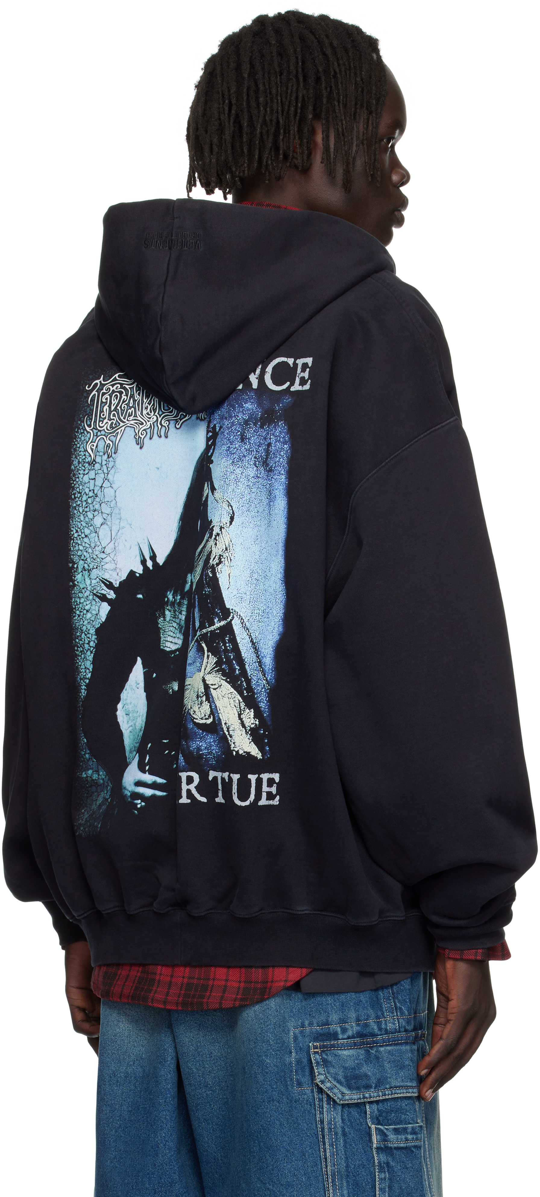 Vetements Black Cradle Of Filth Cut-up Oversized Zip-up Hoodie In Black