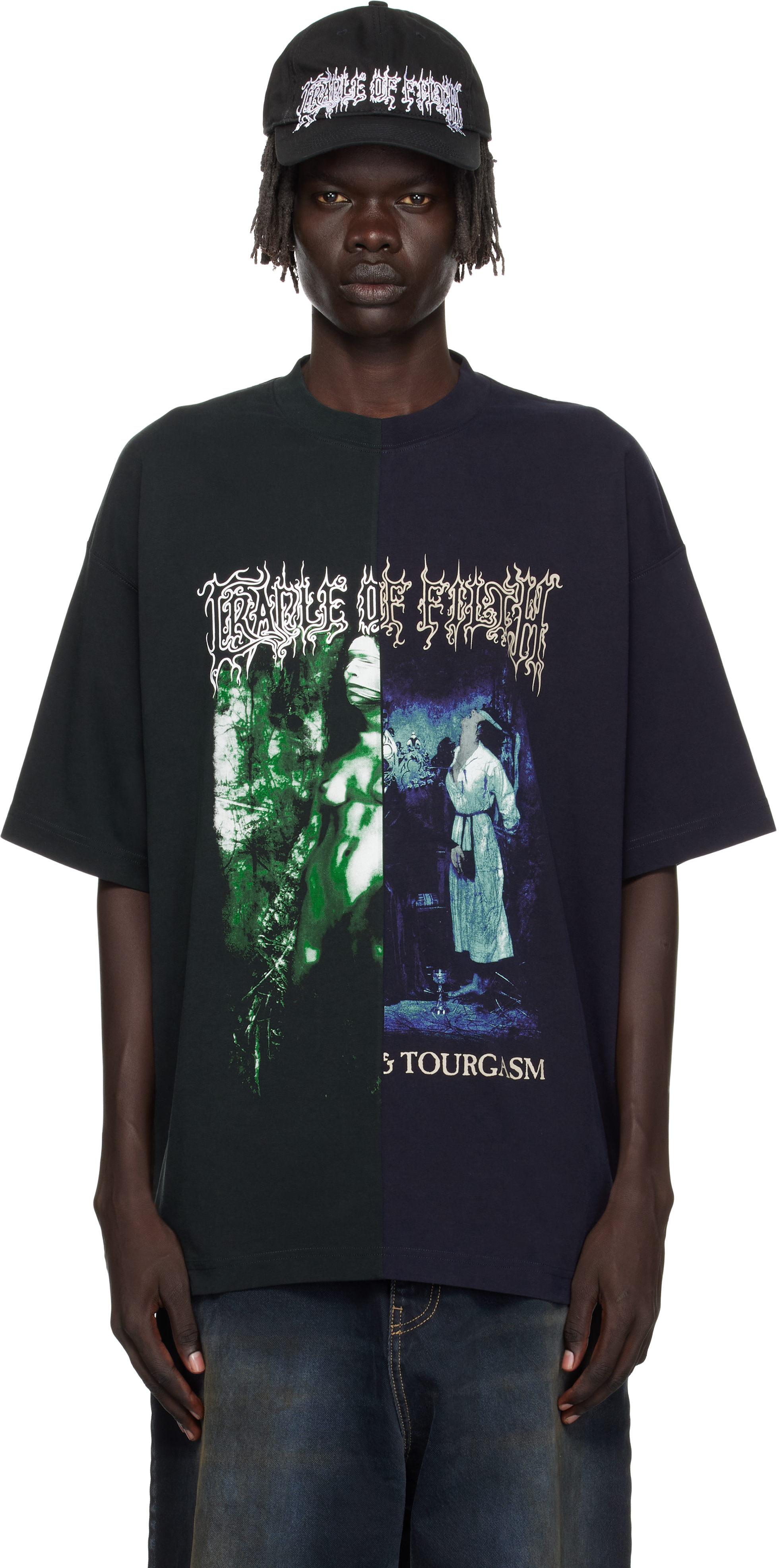 Vetements Navy & Green Cradle Of Filth Cut-up Oversized T-shirt In Black