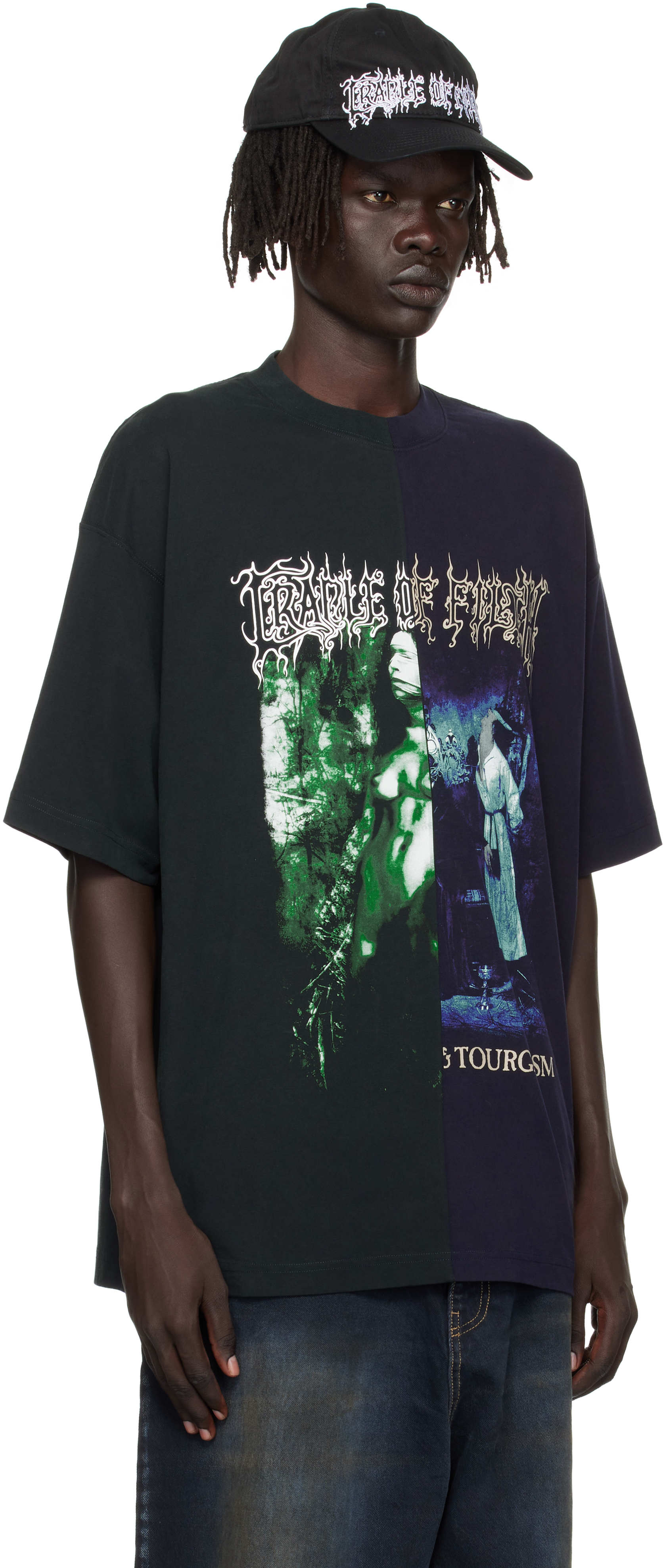 Vetements Navy & Green Cradle Of Filth Cut-up Oversized T-shirt In Black