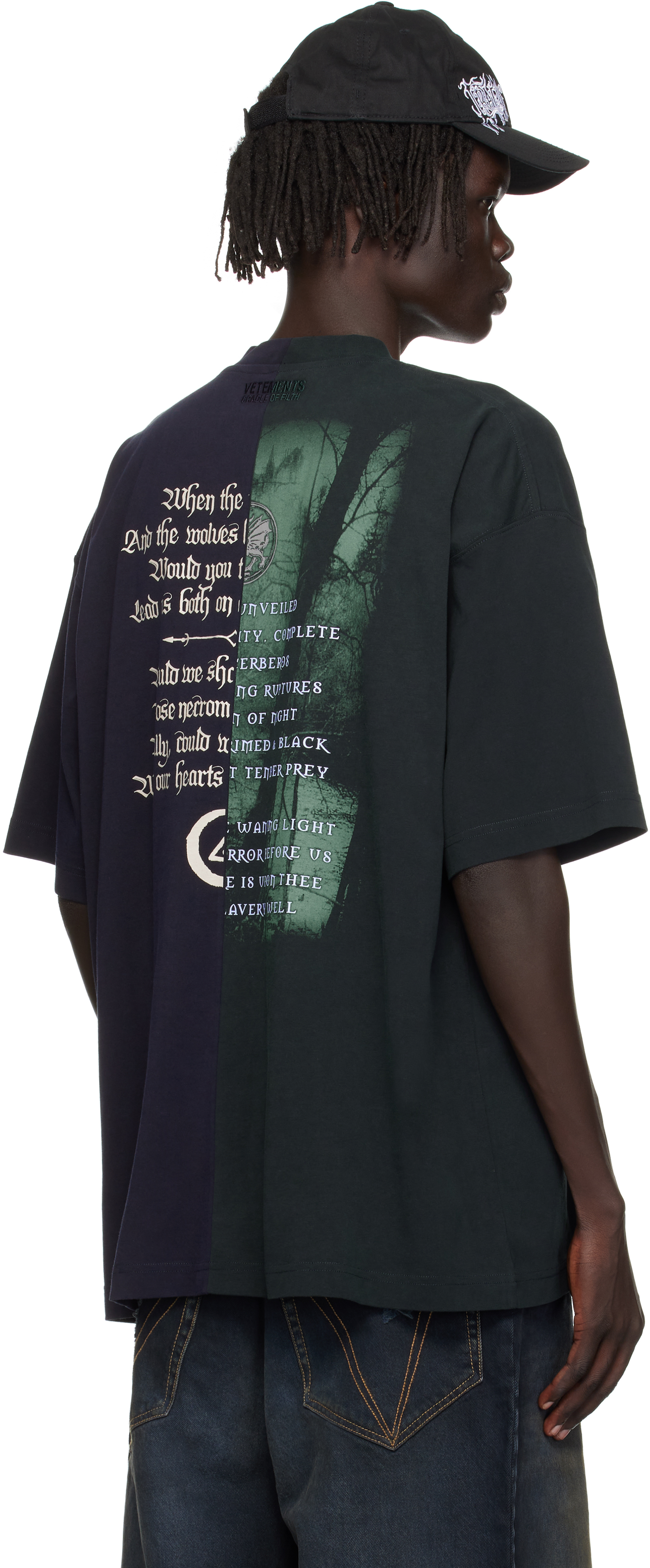 Vetements Navy & Green Cradle Of Filth Cut-up Oversized T-shirt In Black