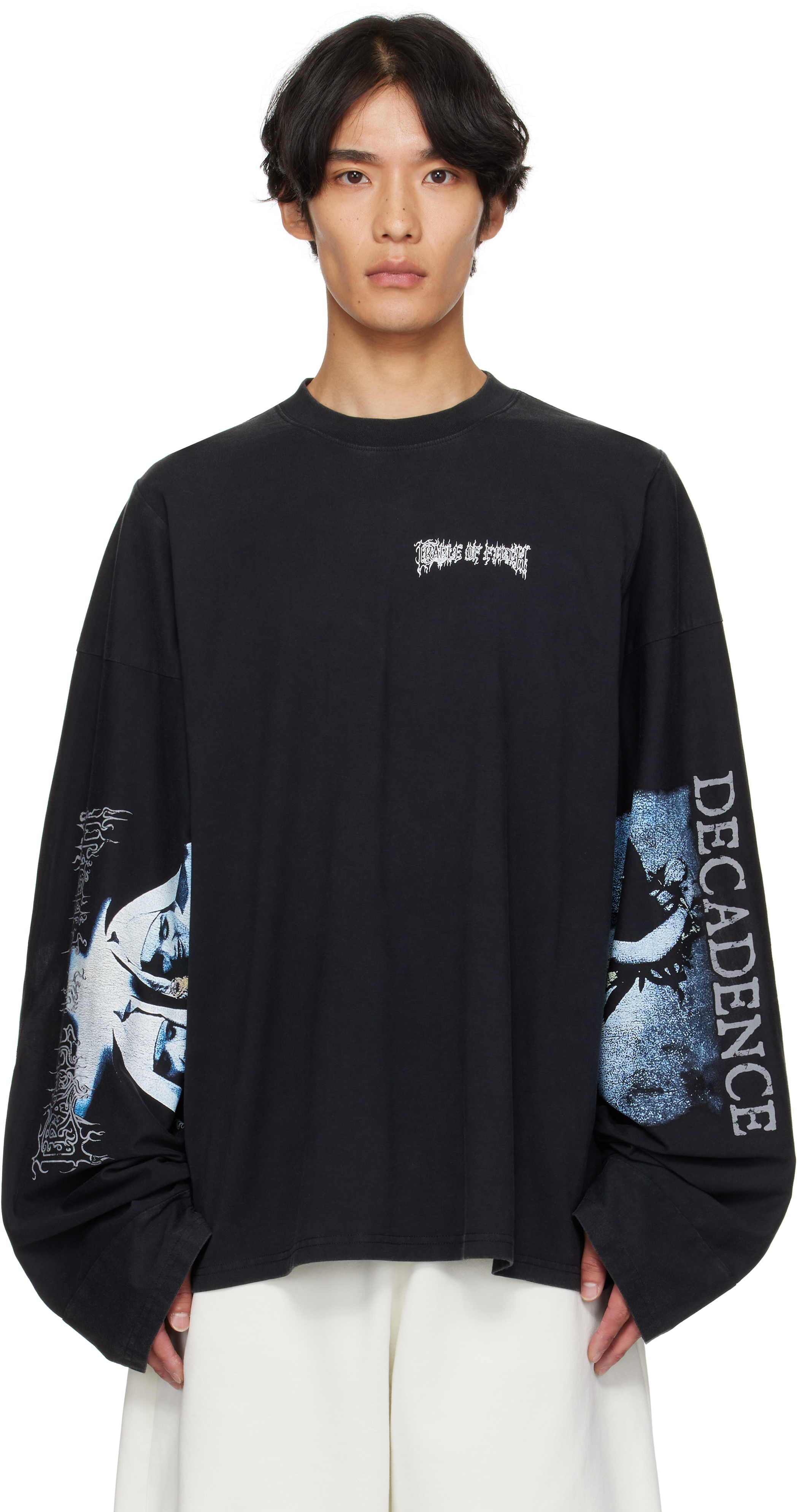Vetements Black Cradle Of Filth 'decadence' Cut-up Longsleeve T-shirt In Black