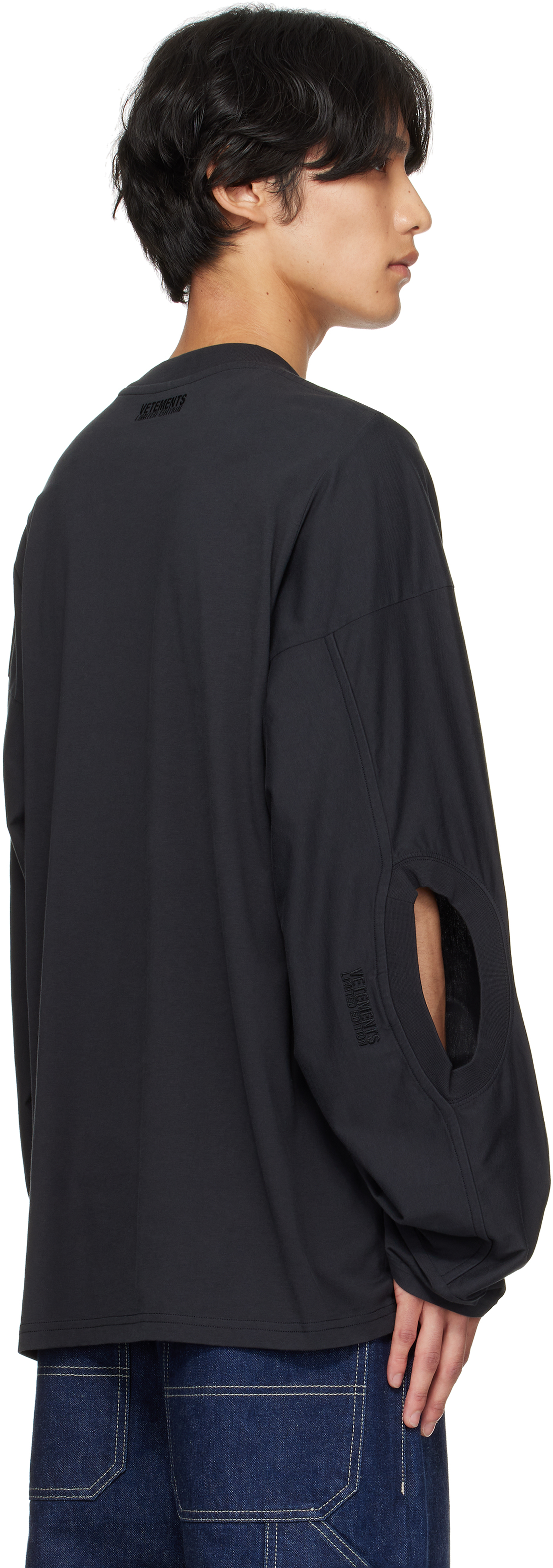 Vetements Black Logo Cut-up Longsleeve T-shirt In Black