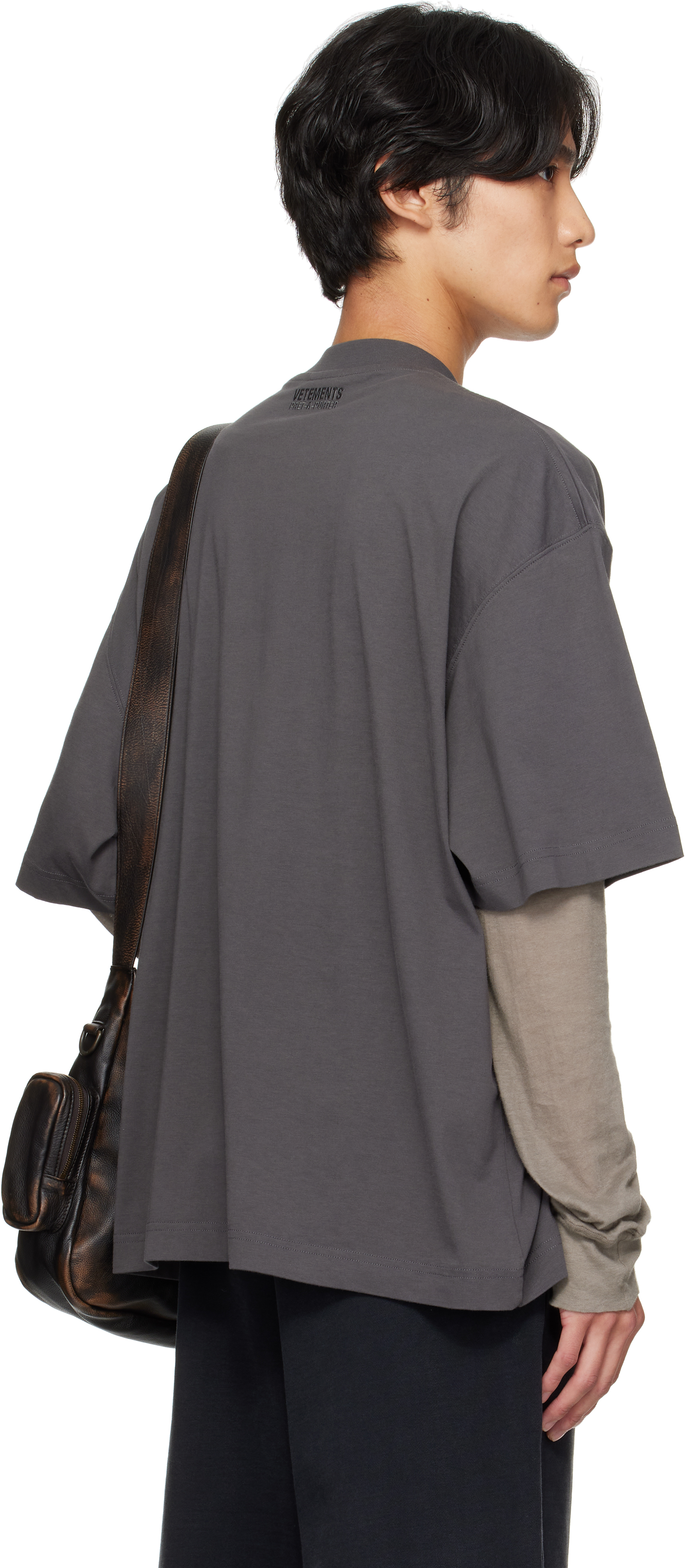 Vetements Gray Metal Logo Regular T-shirt In Gray