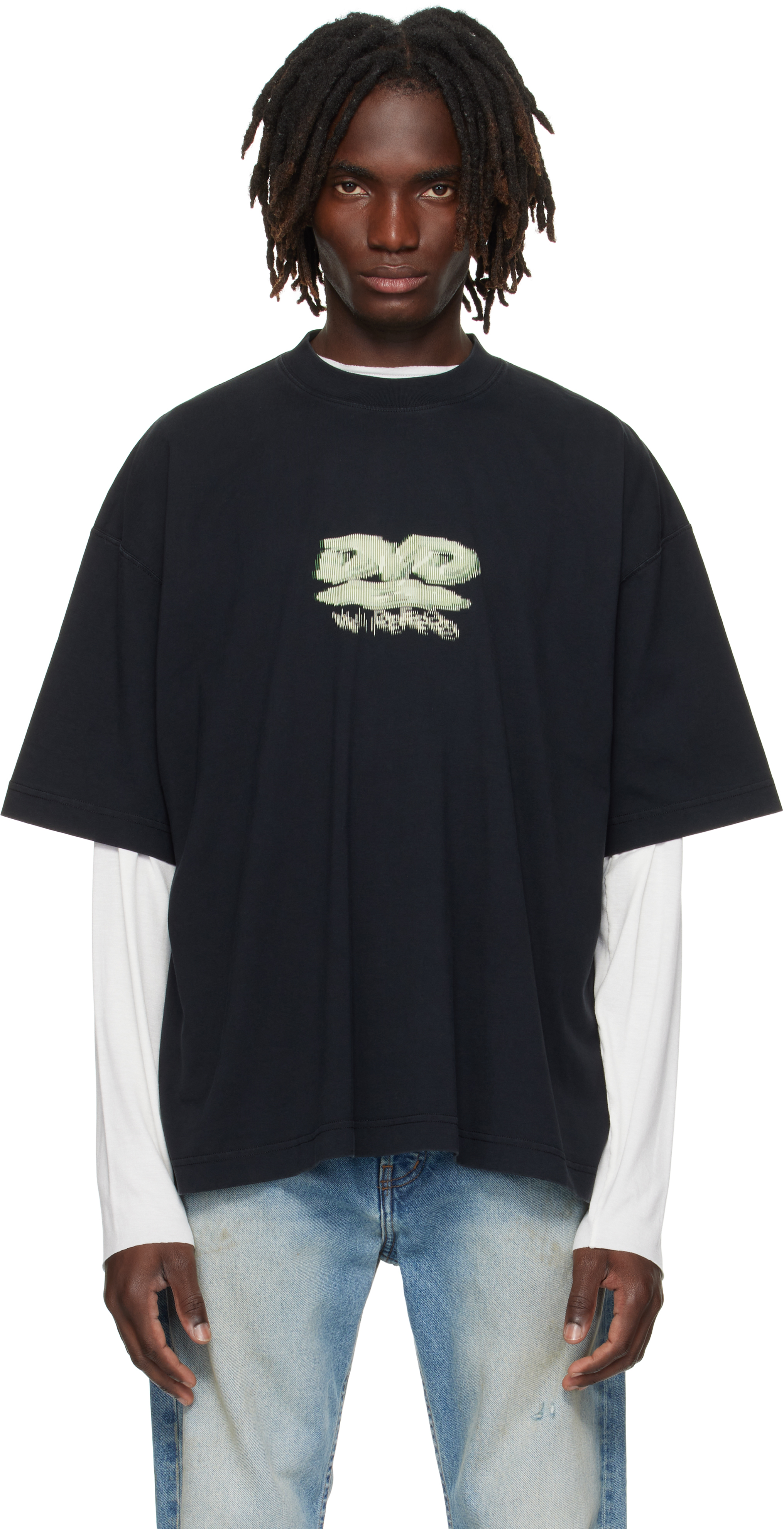 Black 'DVD' Regular T-shirt