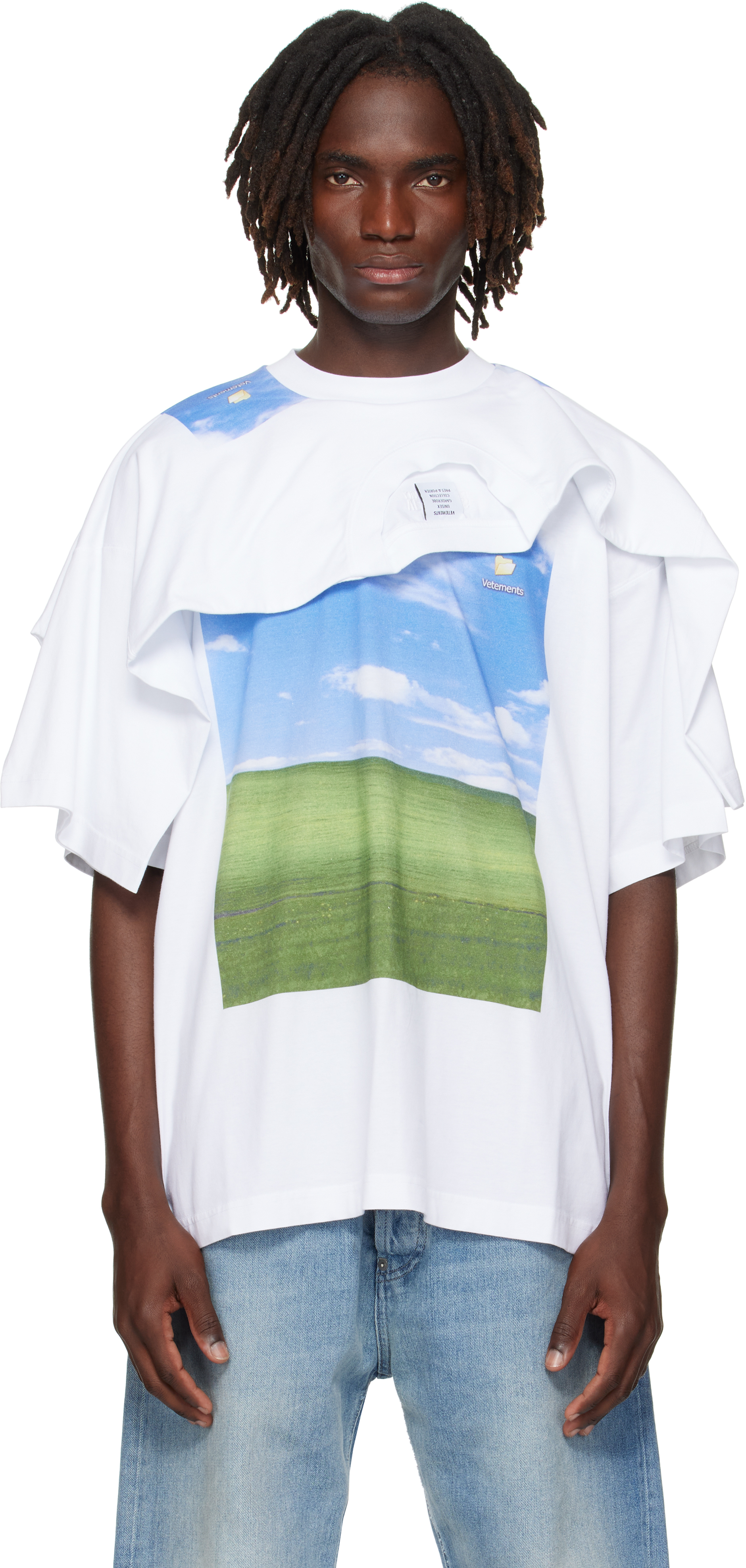 White Desktop Double Layered T-shirt