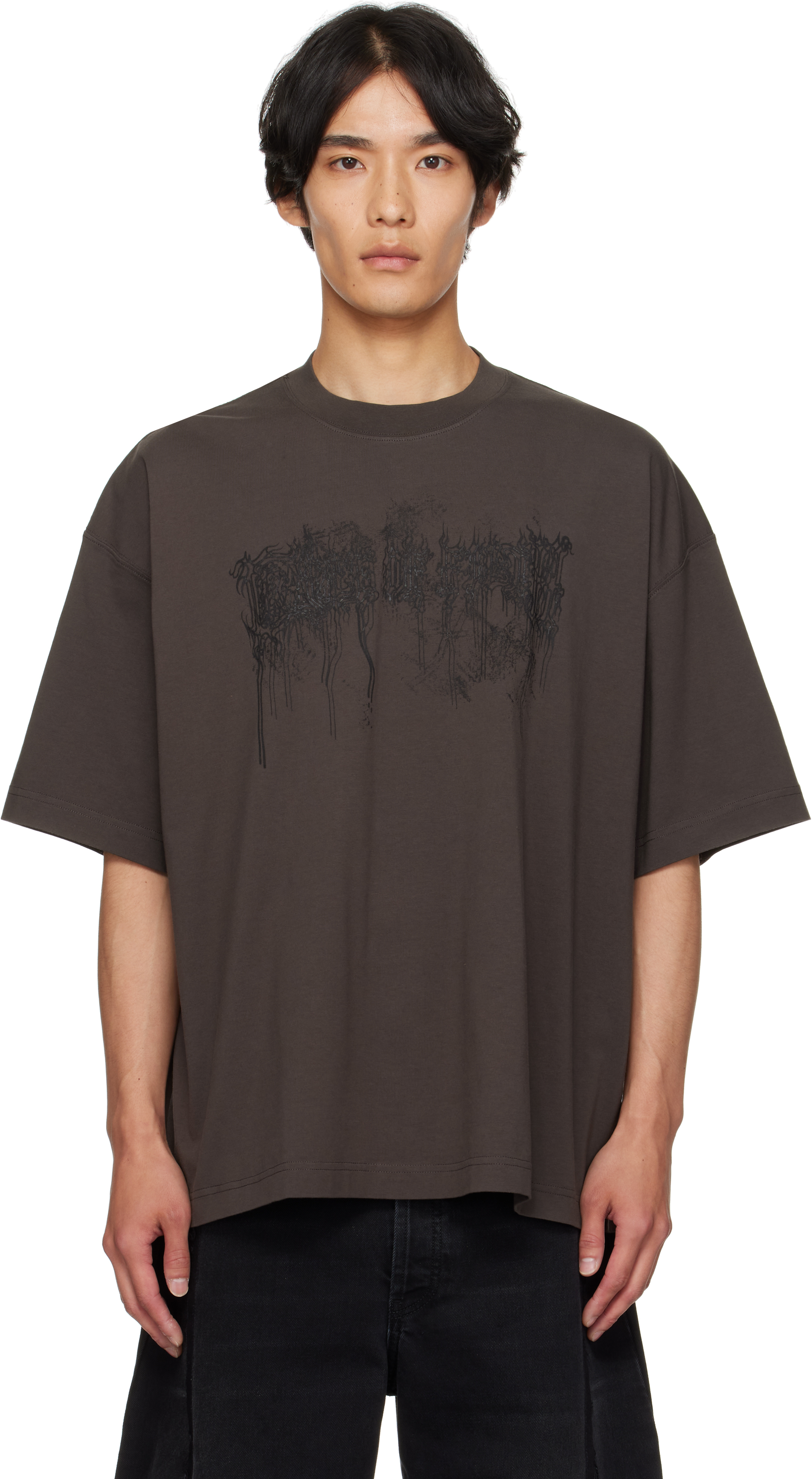Vetements Brown Cradle Of Filth Double Dripping Logo T-shirt In Brown