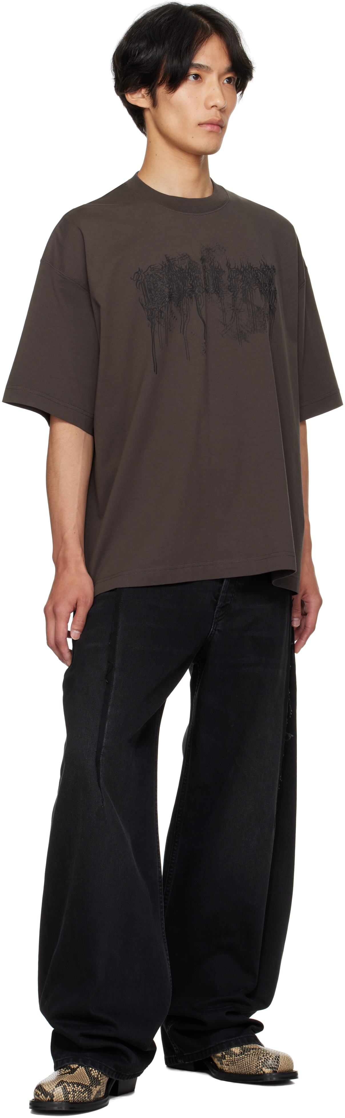 Vetements Brown Cradle Of Filth Double Dripping Logo T-shirt In Brown