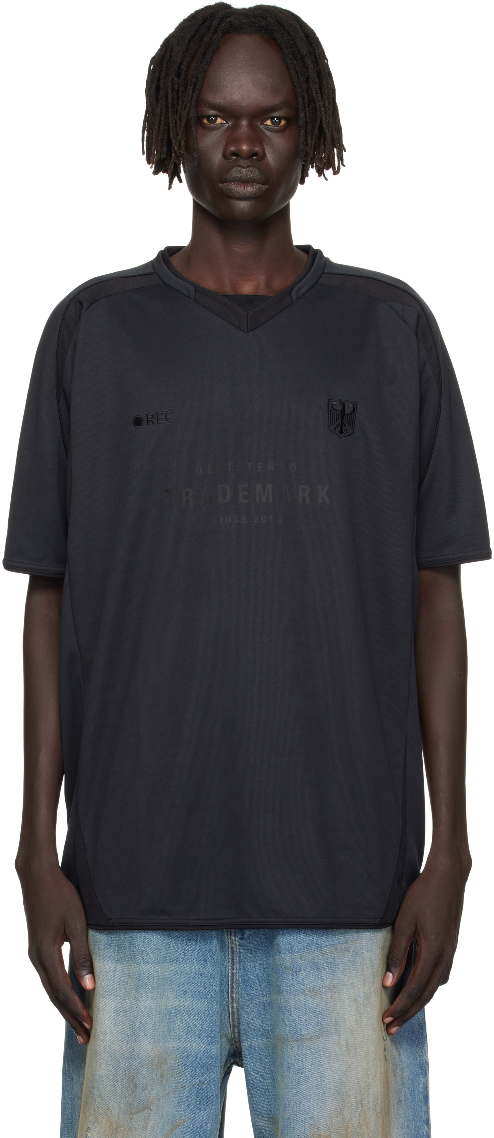 Vetements Black Trademark Football Jersey In Black