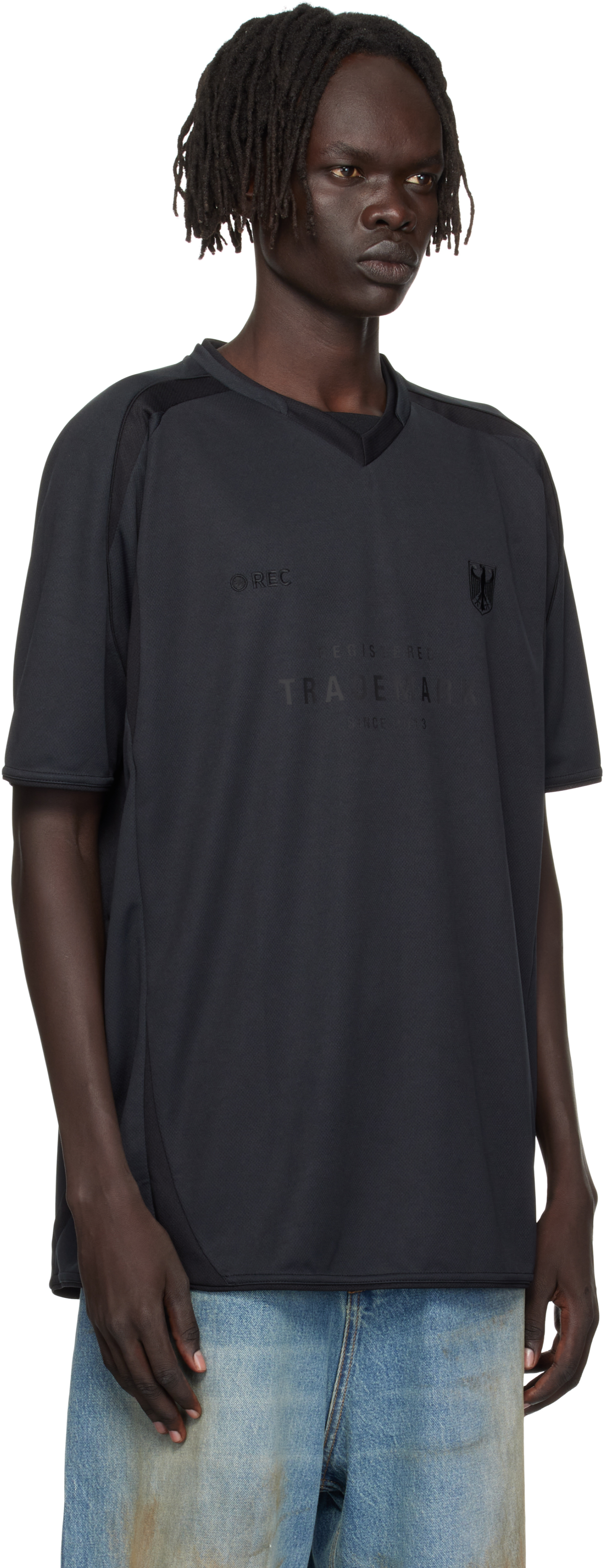 Vetements Black Trademark Football Jersey In Black