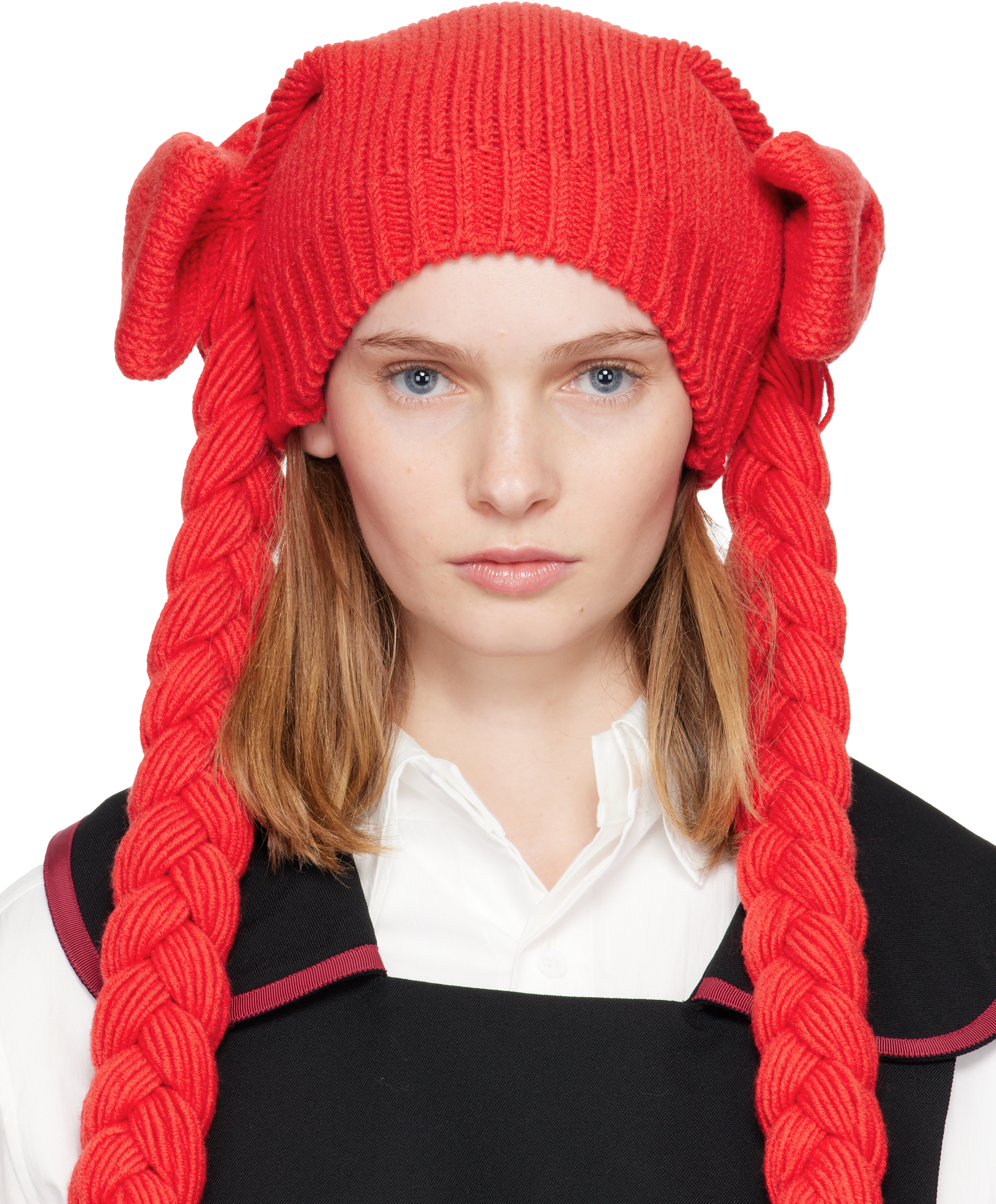 Comme Des Garcons Girl Red Bow Beanie In Red