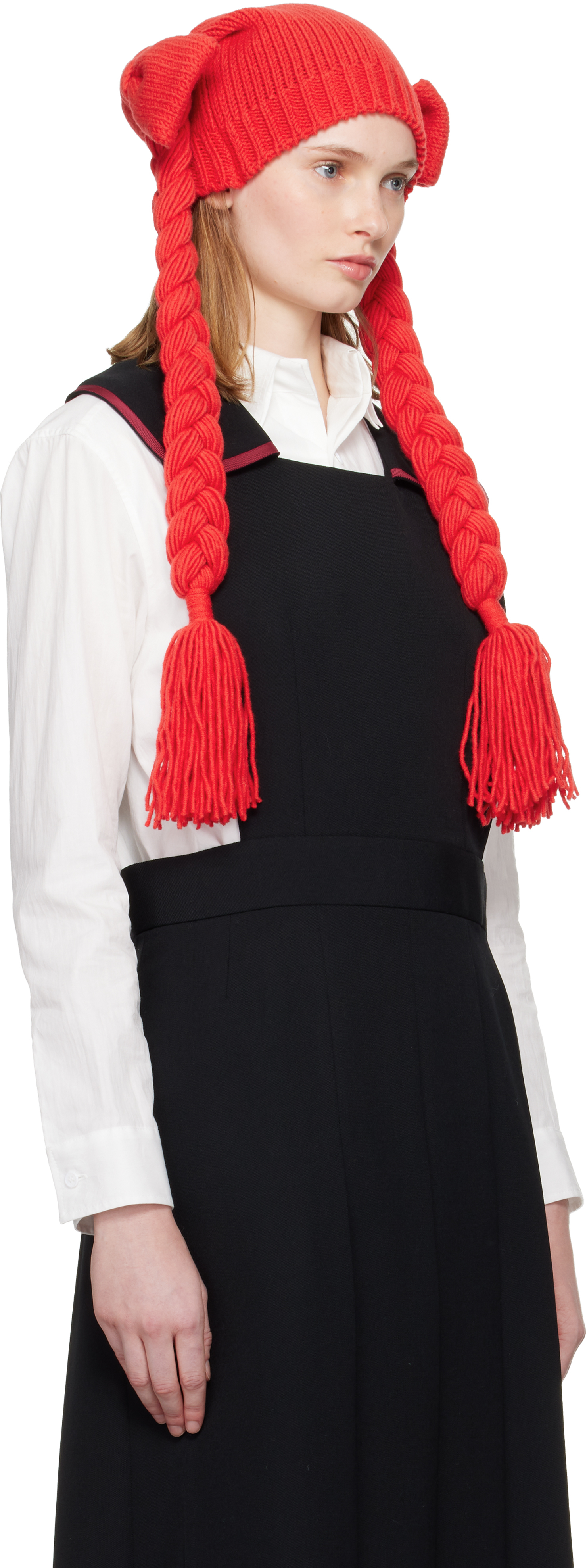 Comme Des Garcons Girl Red Bow Beanie In Red