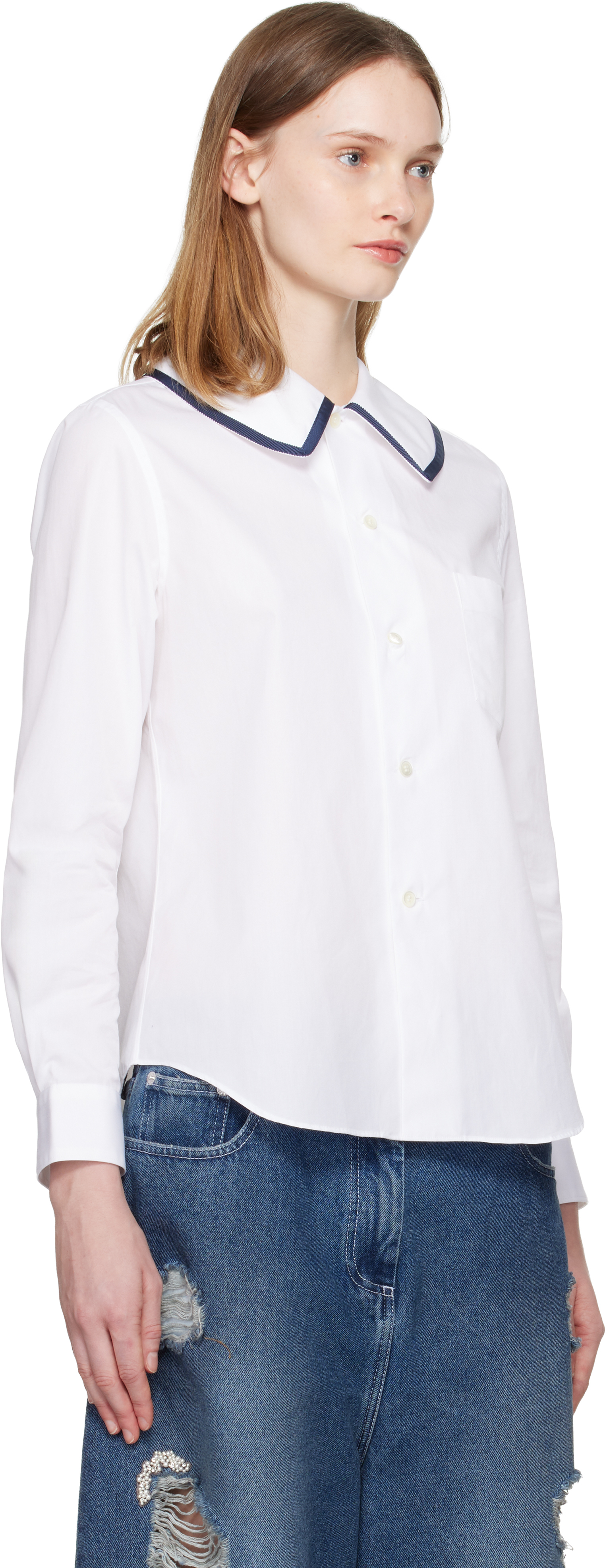 Comme Des Garcons Girl White Cotton Shirt In Animal Print