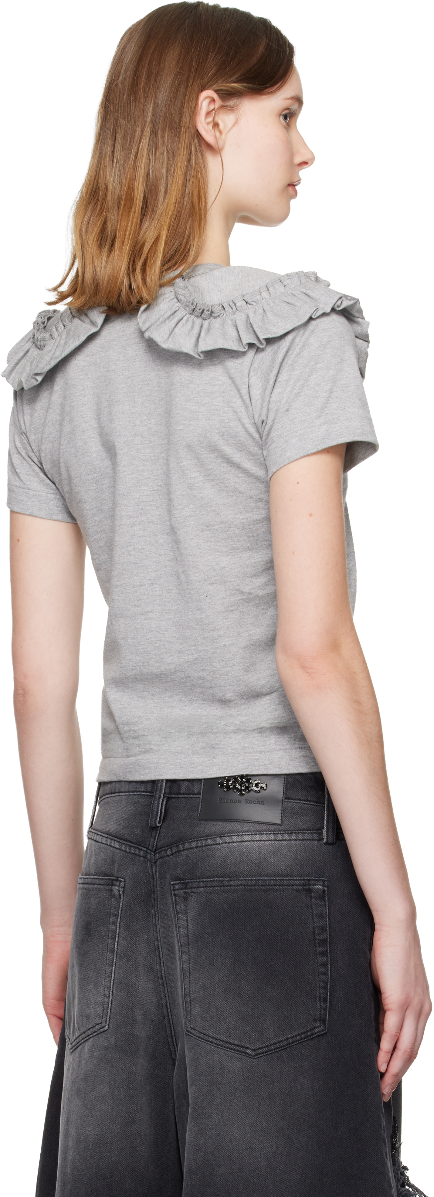 Comme Des Garcons Girl Gray Ruffled Collar T-shirt In Gray