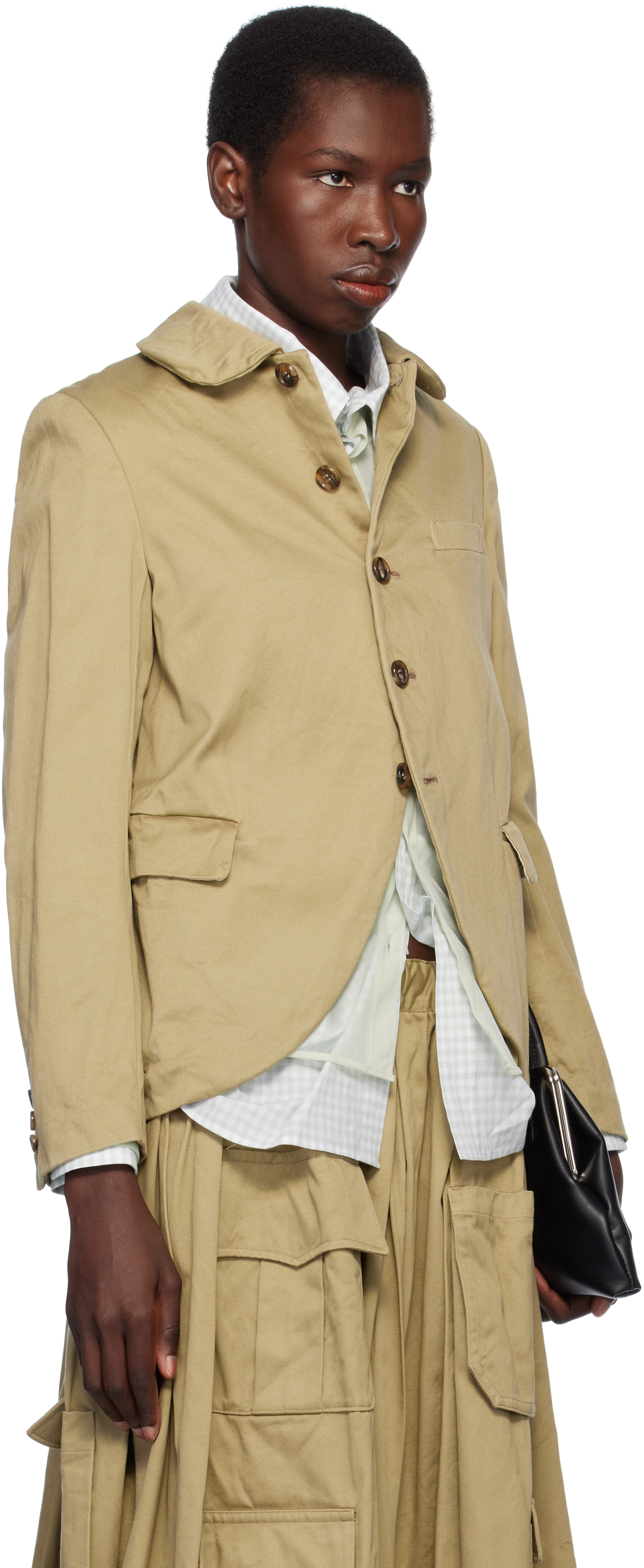 COMME DES GARÇONS KHAKI COTTON TWILL GARMENT WASHED BLAZER 