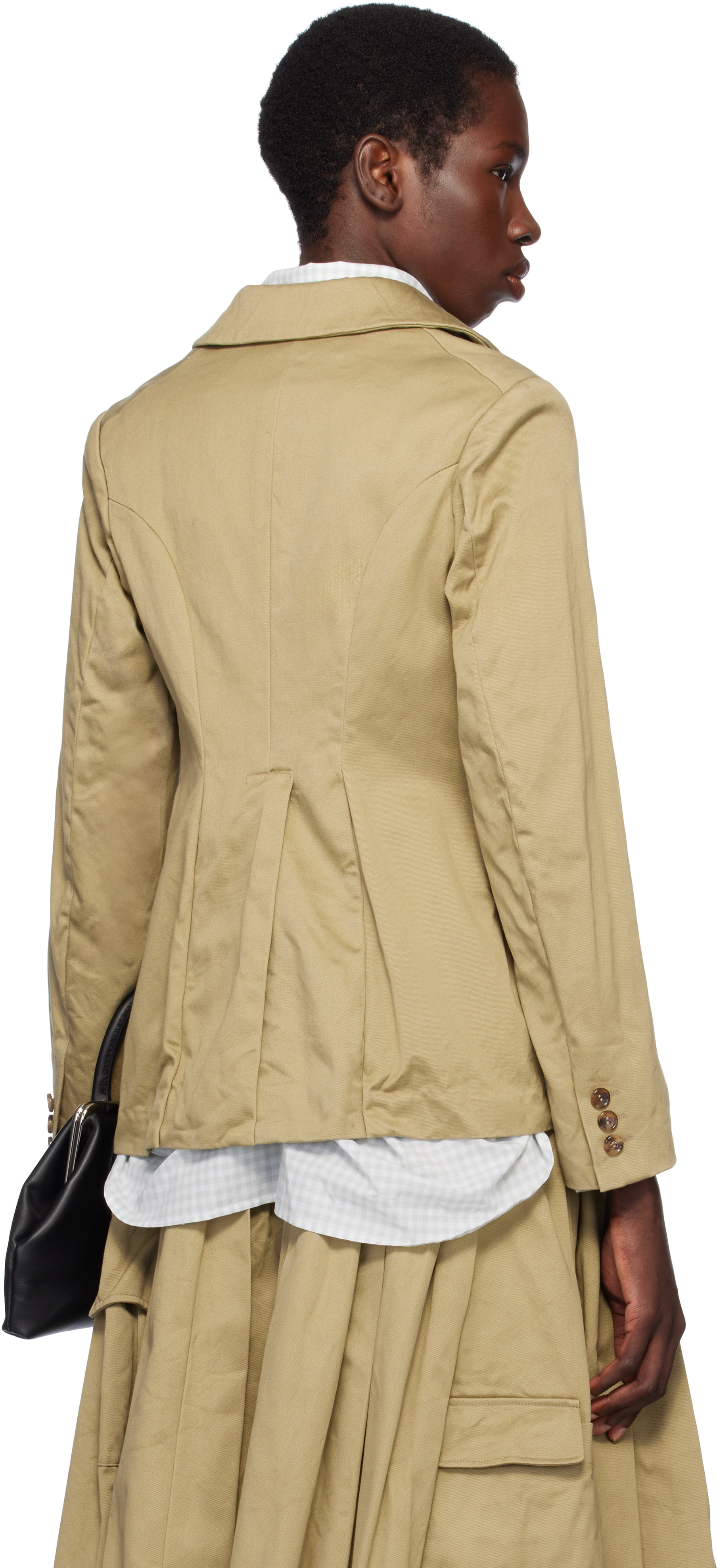 COMME DES GARÇONS KHAKI COTTON TWILL GARMENT WASHED BLAZER 