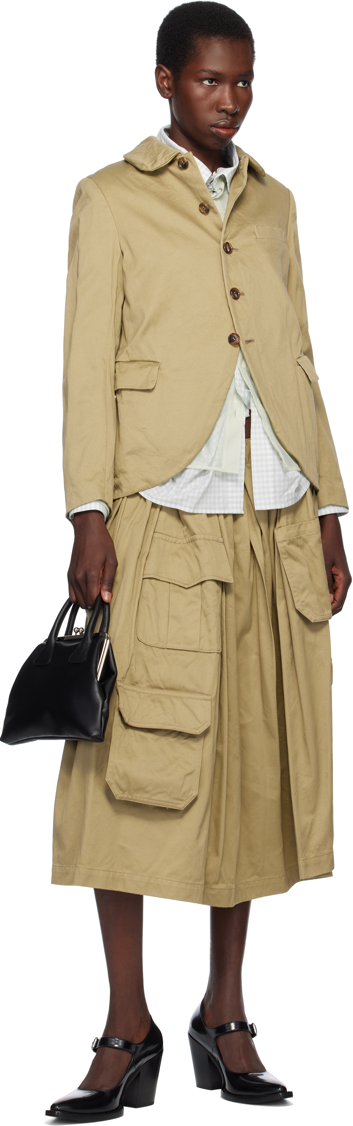 COMME DES GARÇONS KHAKI COTTON TWILL GARMENT WASHED BLAZER 