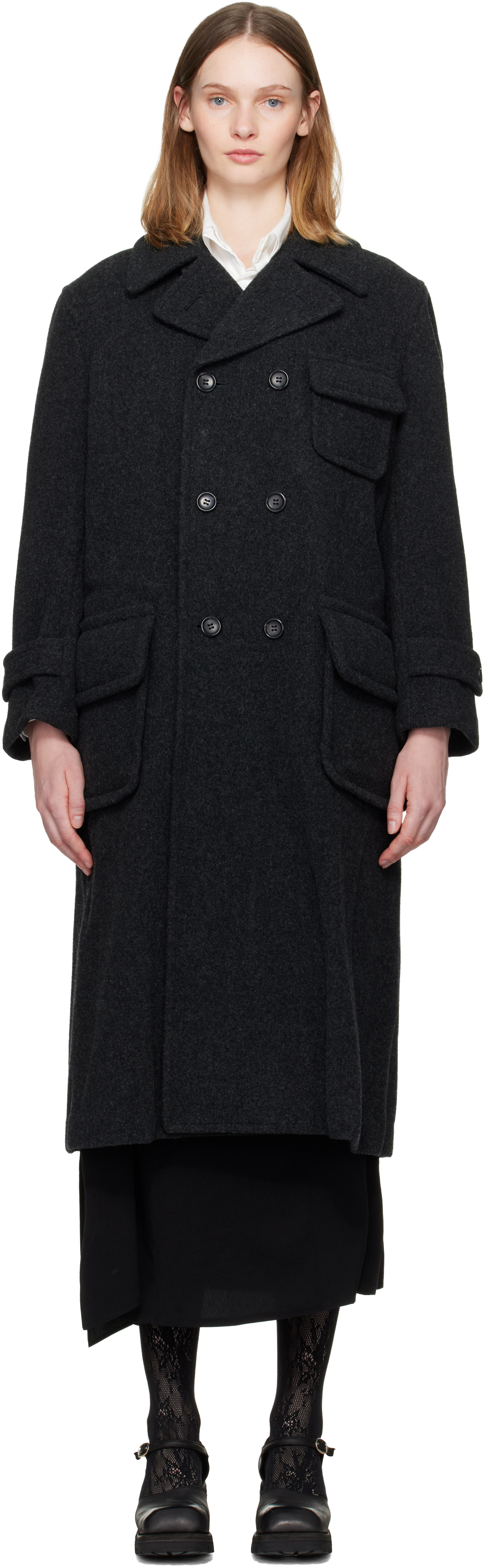 Comme Des Garçons Gray Large Side Pocket Coat In Gray