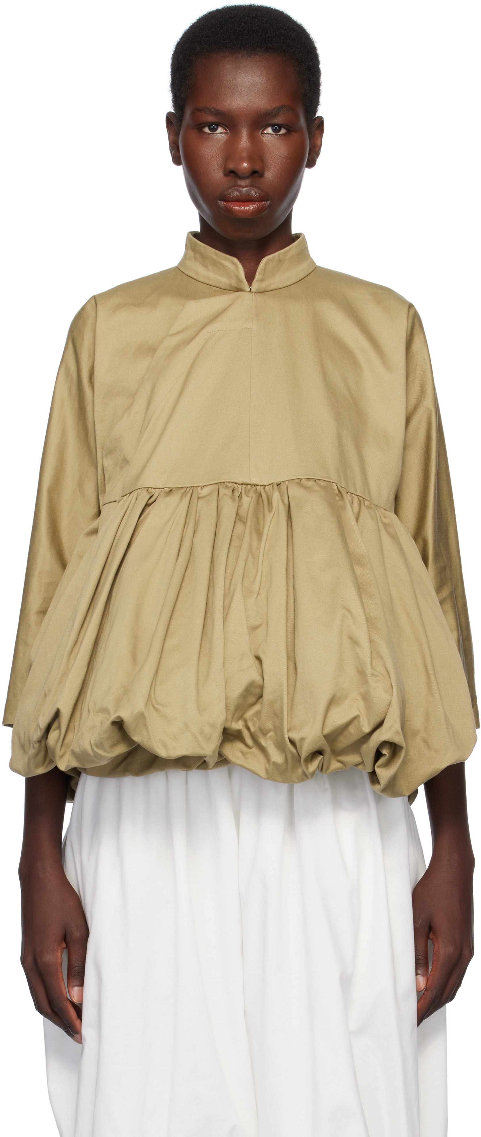 COMME DES GARÇONS KHAKI COTTON TWILL GARMENT WASHED JACKET