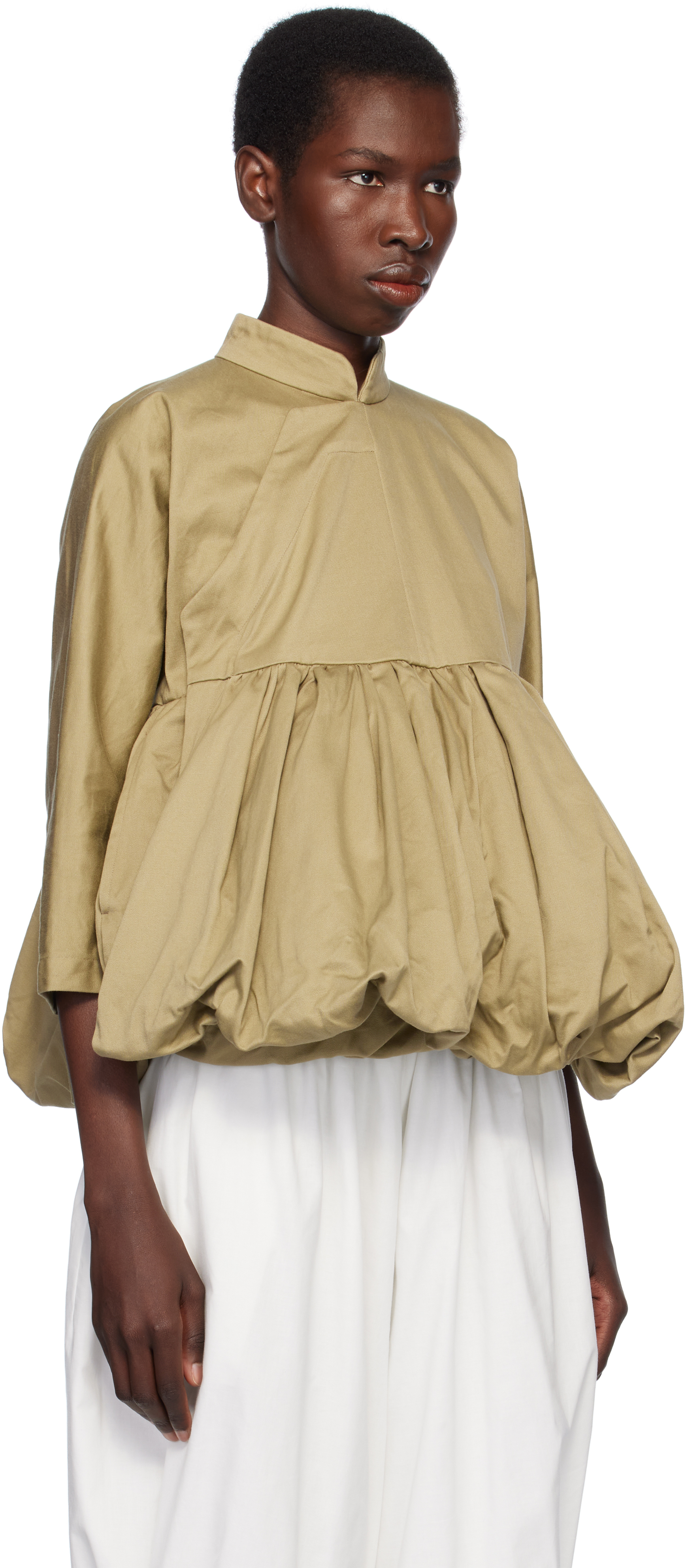 COMME DES GARÇONS KHAKI COTTON TWILL GARMENT WASHED JACKET