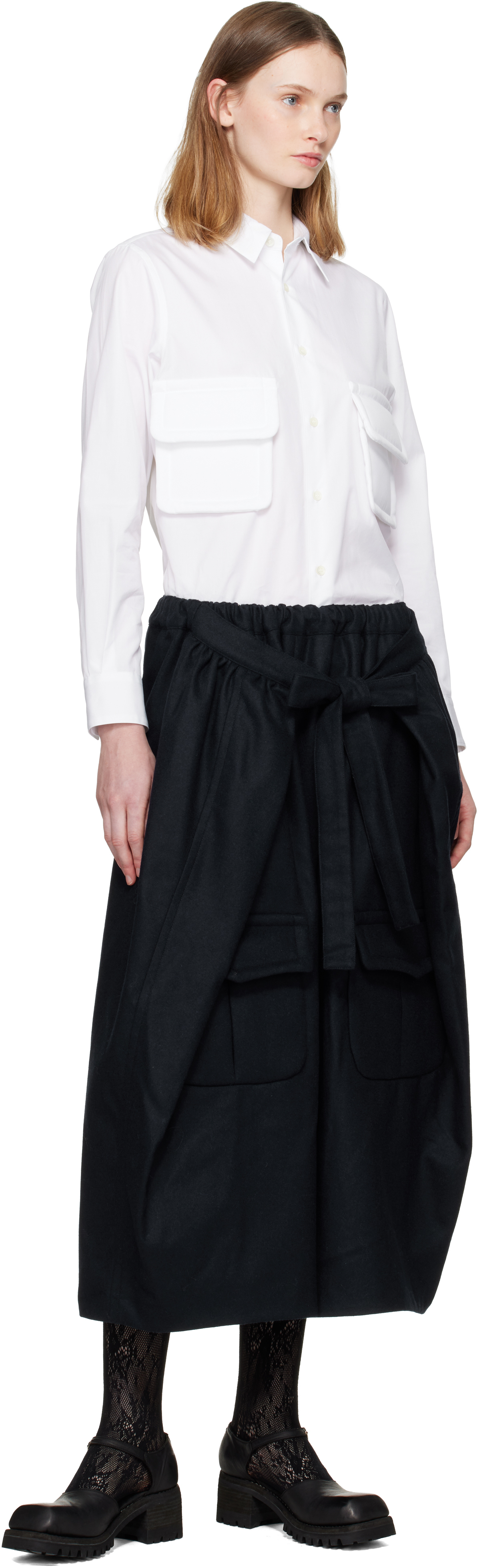 Comme Des Garçons Black Wrap Trousers In Blue