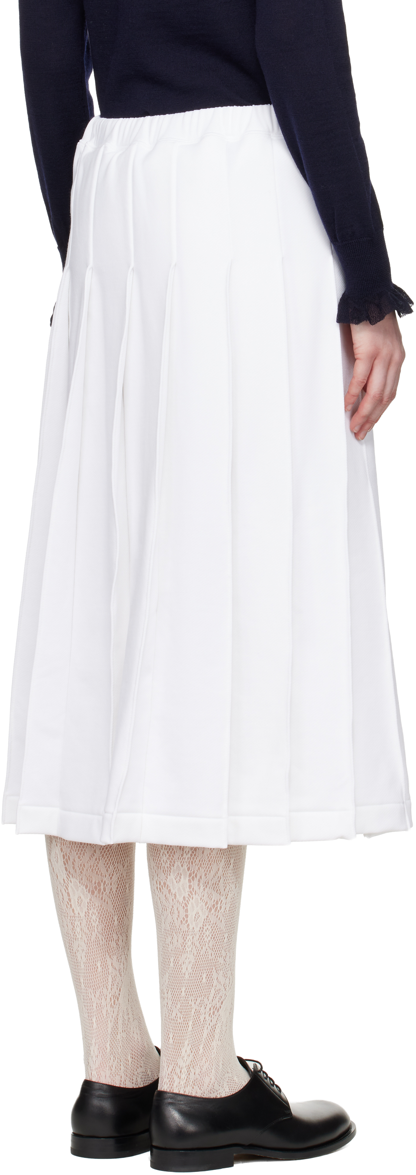Comme Des Garçons White Pleated Midi Skirt In White