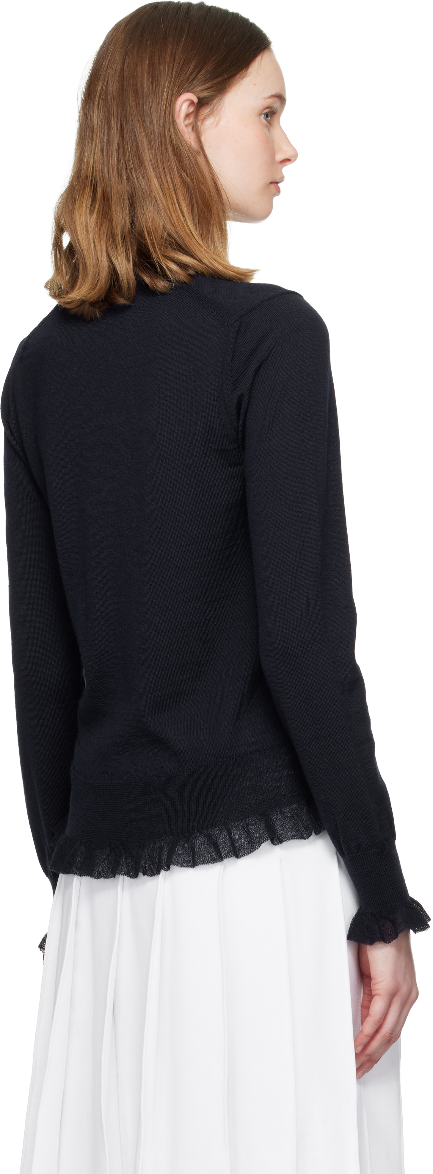 Comme Des Garçons Navy Ruffled Sweater In Blue