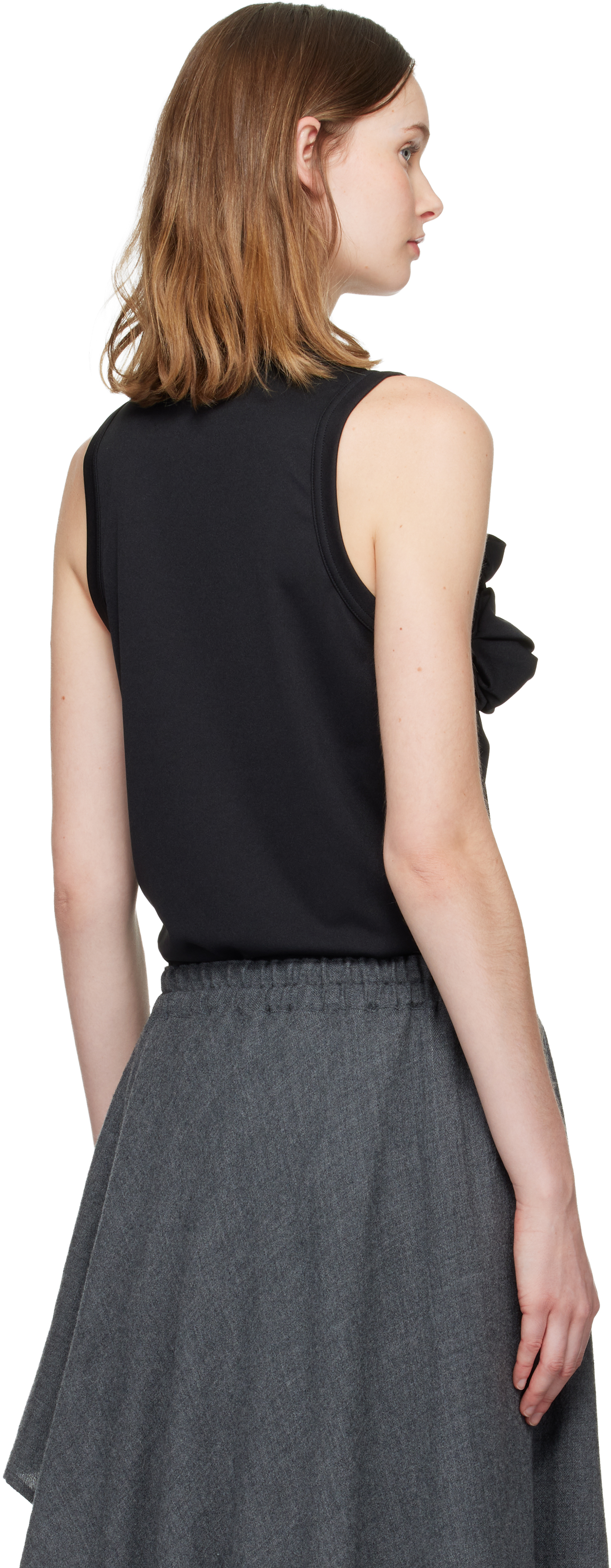 Comme Des Garçons Black Flower Detail Tank Top In Black
