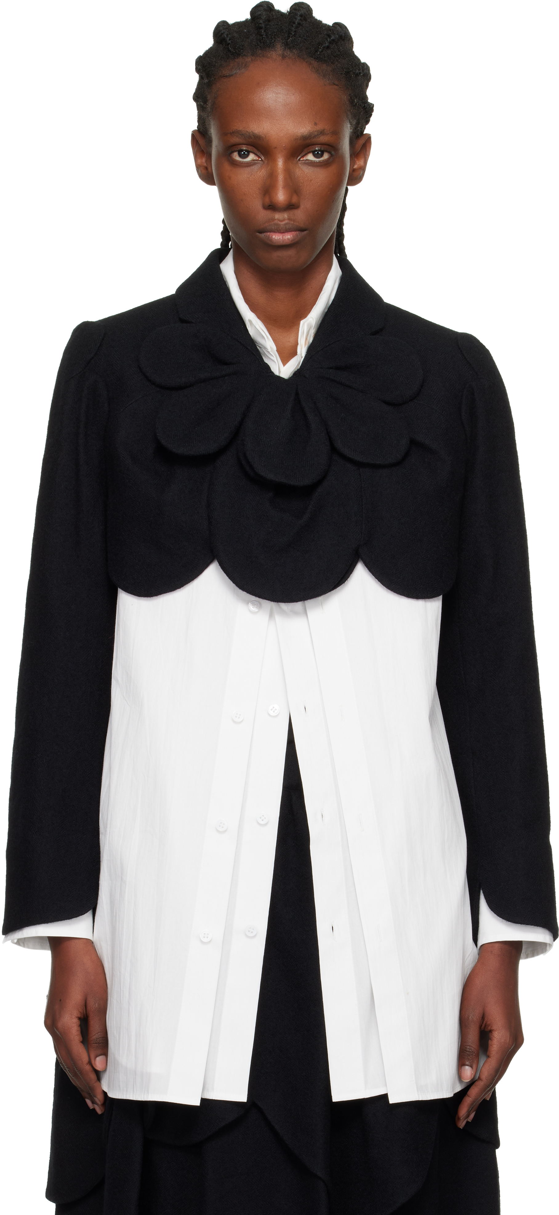 Noir Kei Ninomiya Black Flower Short Jacket In Black