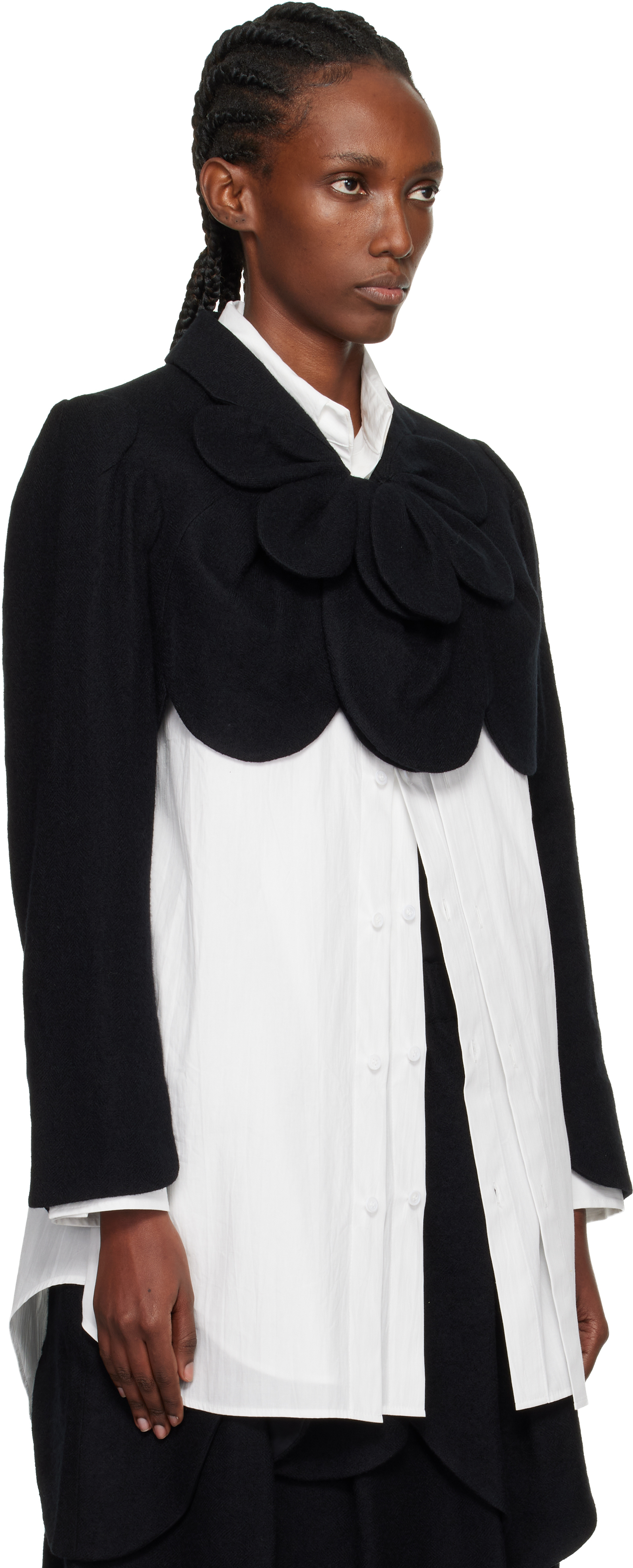 Noir Kei Ninomiya Black Flower Short Jacket In Black