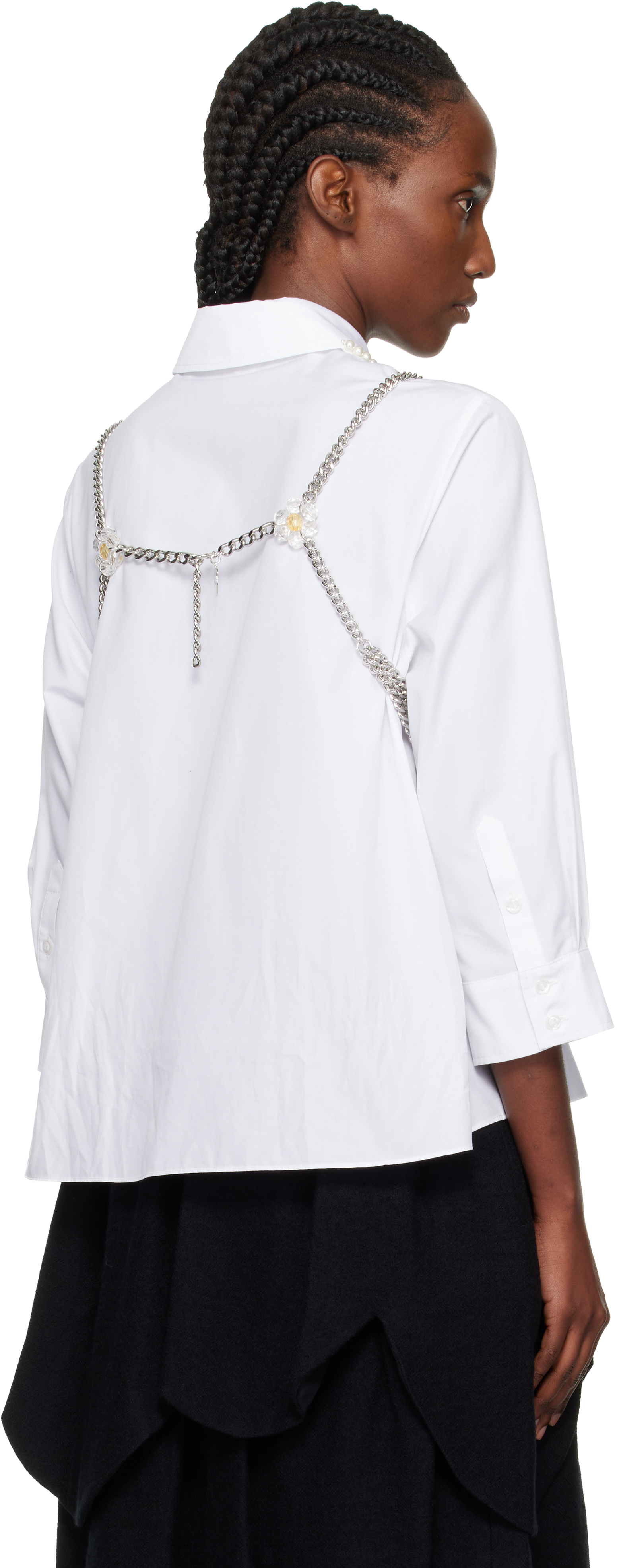 Noir Kei Ninomiya Silver Petal Body Chain In White